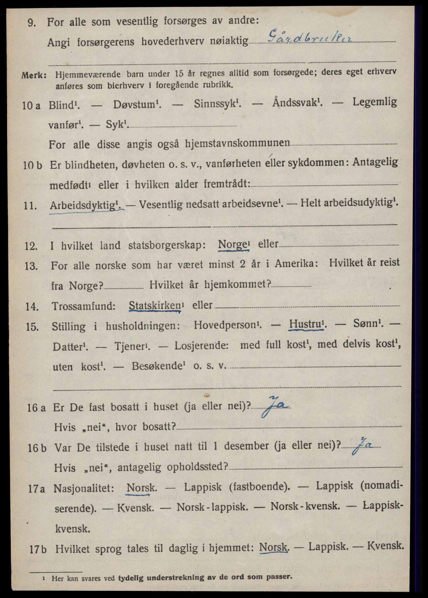 SAT, 1920 census for Orkland, 1920, p. 749