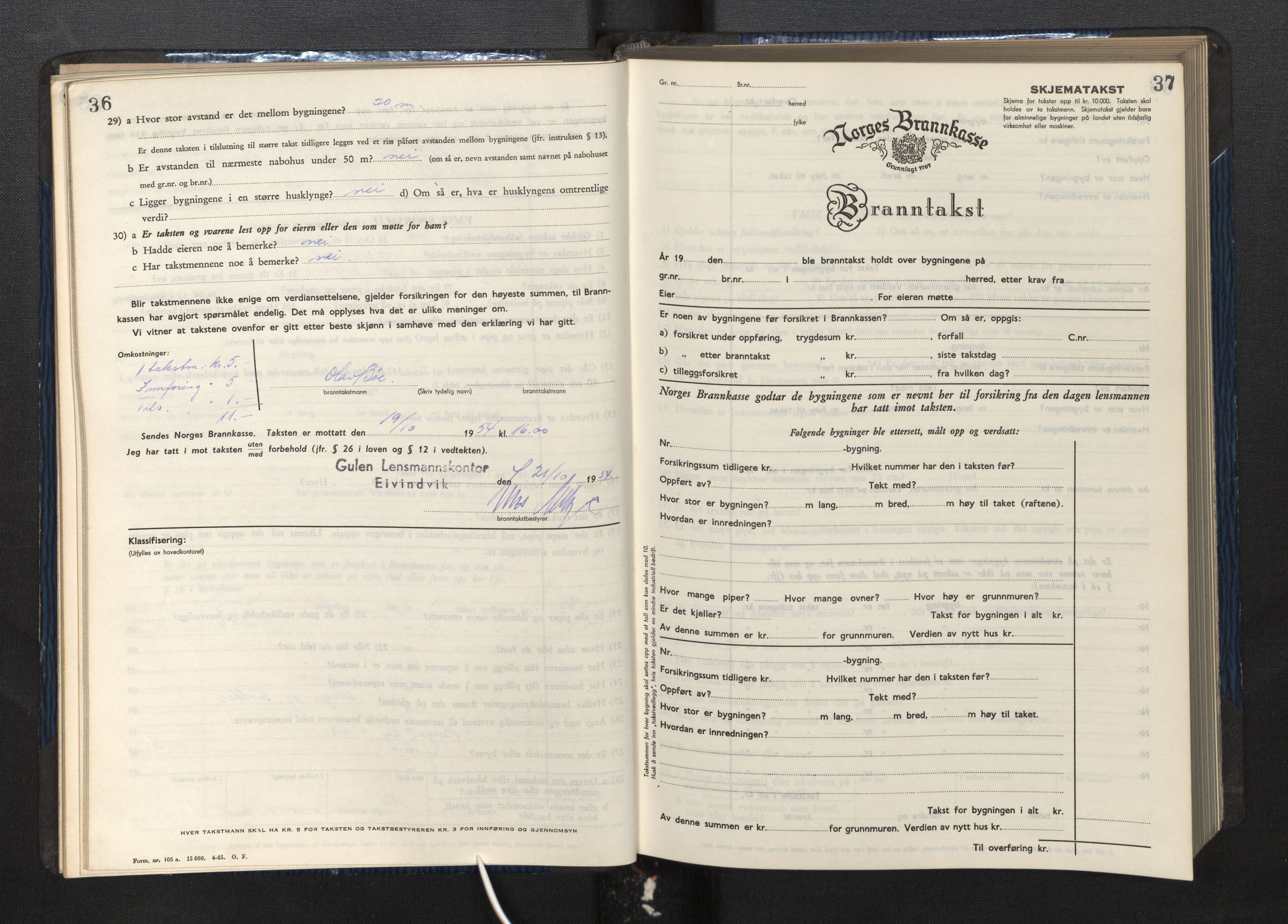 Lensmannen i Gulen, SAB/A-27901/0012/L0004: Branntakstprotokoll skjematakst, 1948-1954, p. 36-37