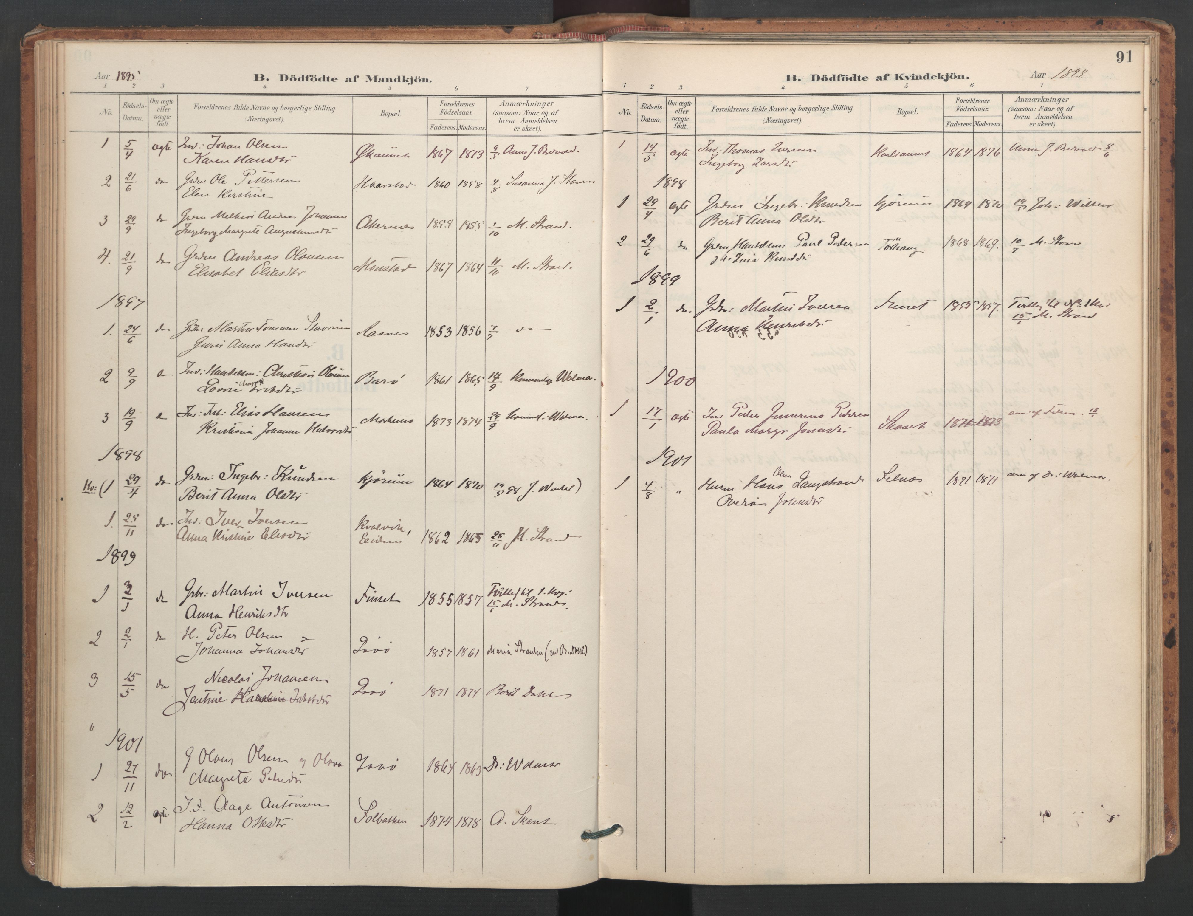 Ministerialprotokoller, klokkerbøker og fødselsregistre - Sør-Trøndelag, SAT/A-1456/655/L0681: Parish register (official) no. 655A10, 1895-1907, p. 91