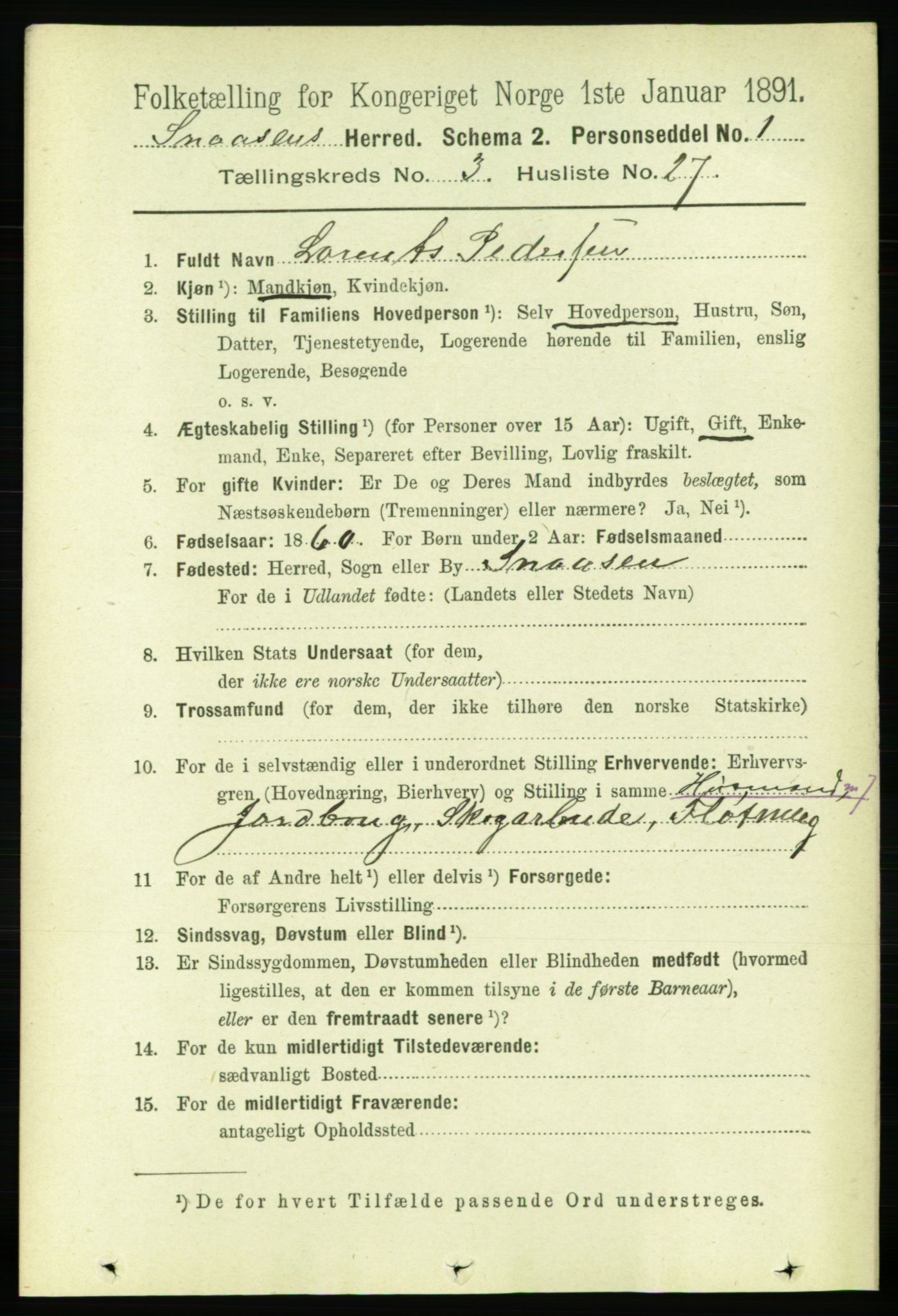 RA, 1891 census for 1736 Snåsa, 1891, p. 812