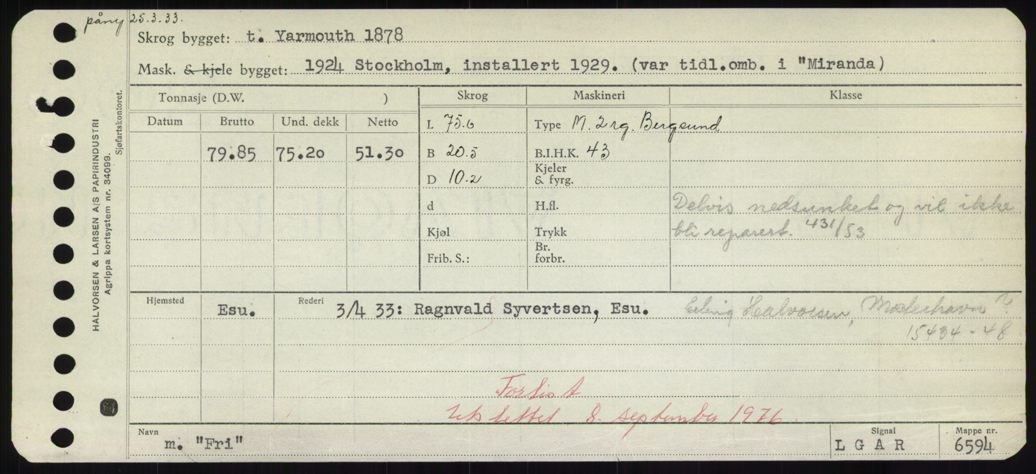 Sjøfartsdirektoratet med forløpere, Skipsmålingen, AV/RA-S-1627/H/Hd/L0011: Fartøy, Fla-Får, p. 411