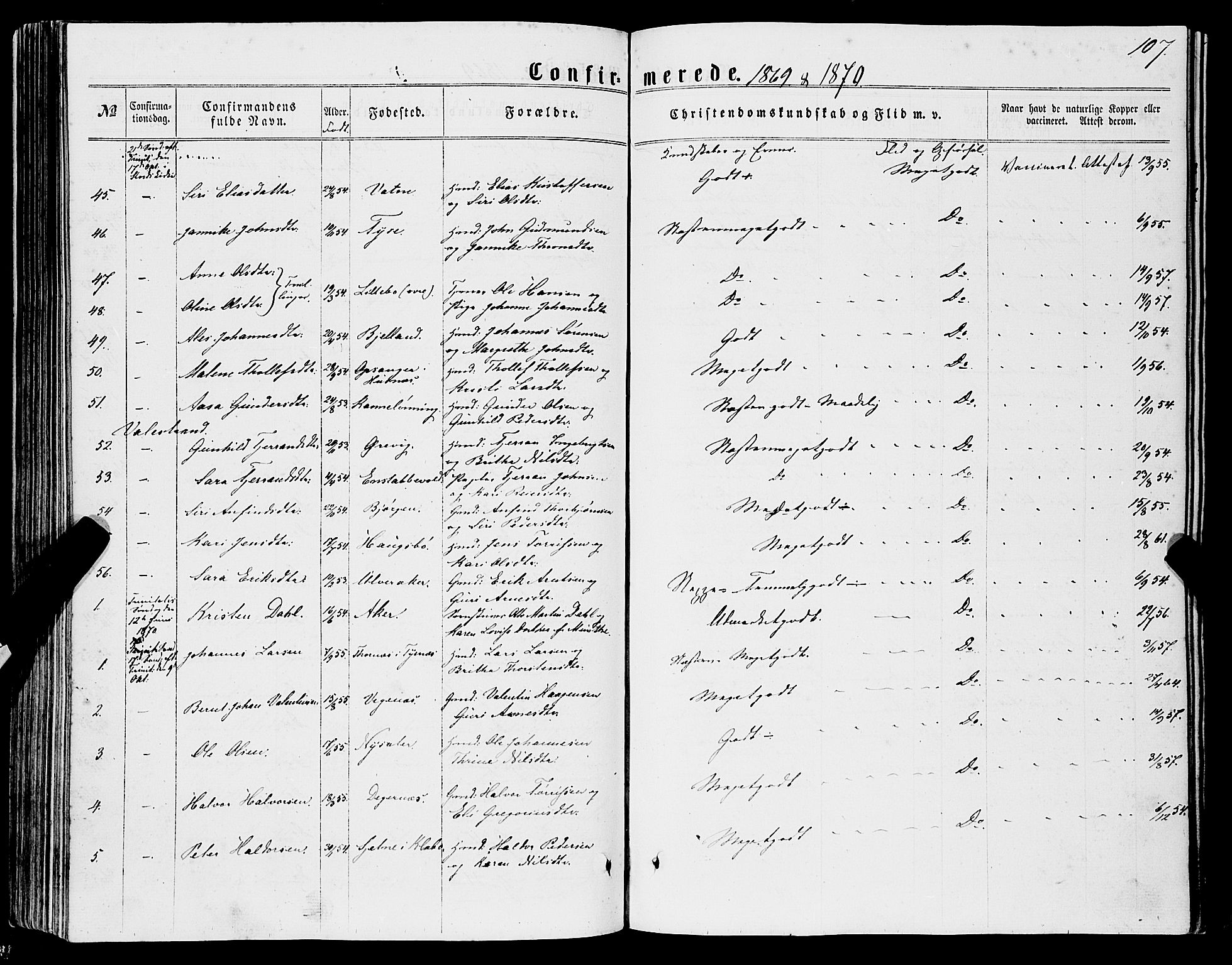 Stord sokneprestembete, SAB/A-78201/H/Haa: Parish register (official) no. B 1, 1862-1877, p. 107