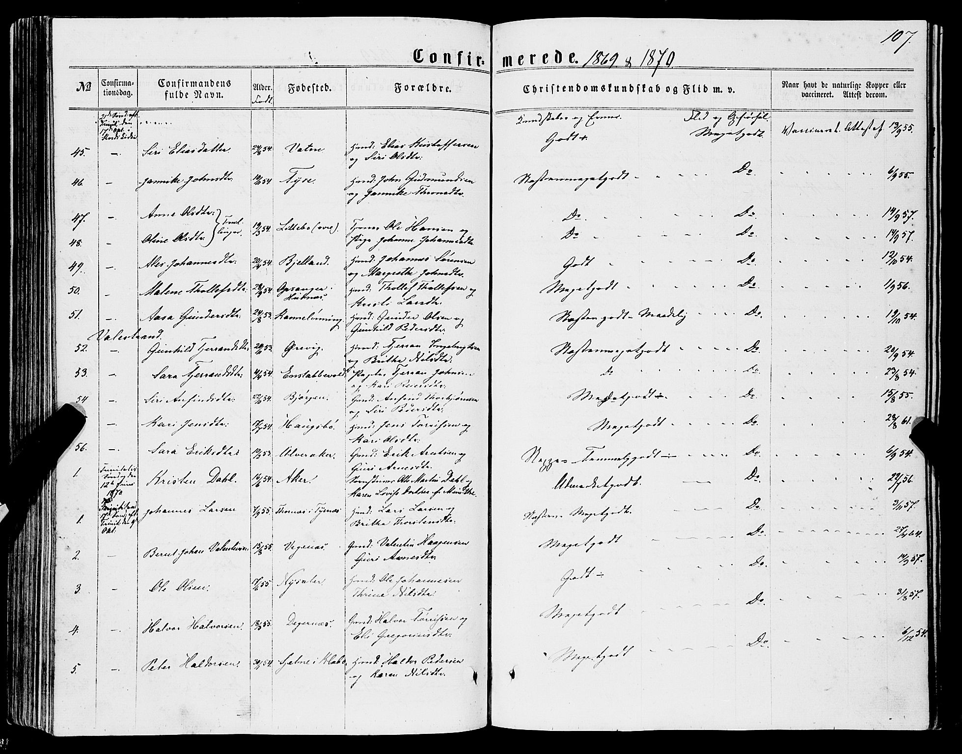 Stord sokneprestembete, AV/SAB-A-78201/H/Haa: Parish register (official) no. B 1, 1862-1877, p. 107