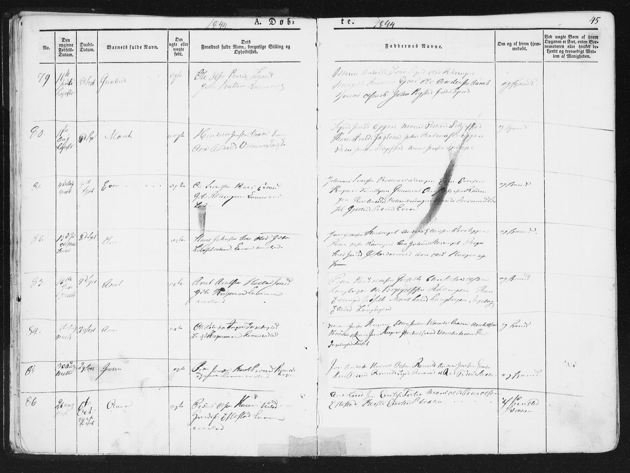 Ministerialprotokoller, klokkerbøker og fødselsregistre - Sør-Trøndelag, SAT/A-1456/691/L1074: Parish register (official) no. 691A06, 1842-1852, p. 45