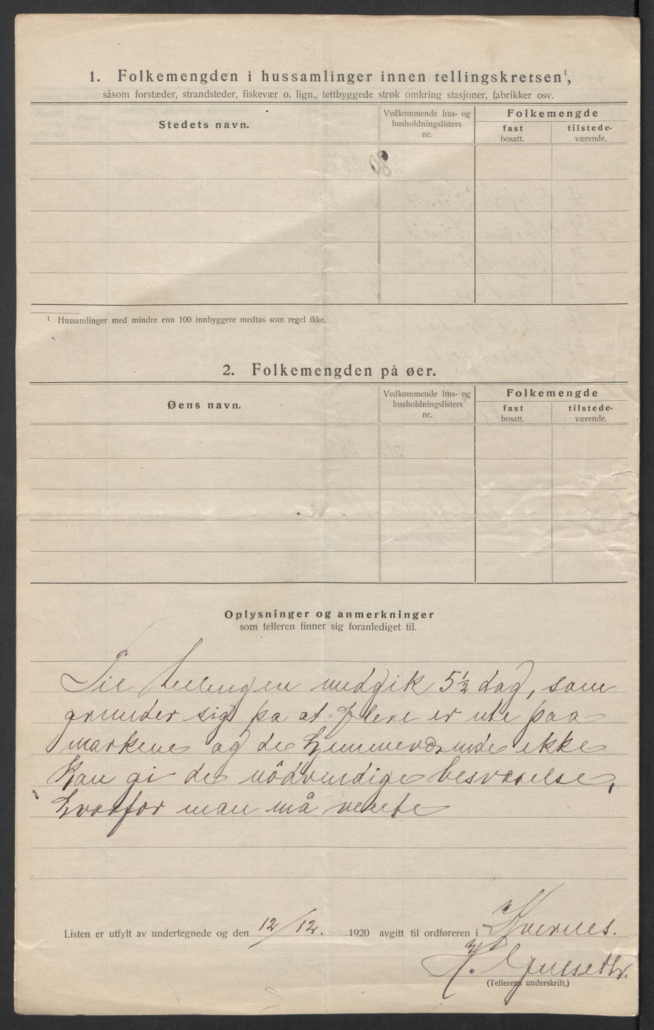 SAT, 1920 census for Kvernes, 1920, p. 11