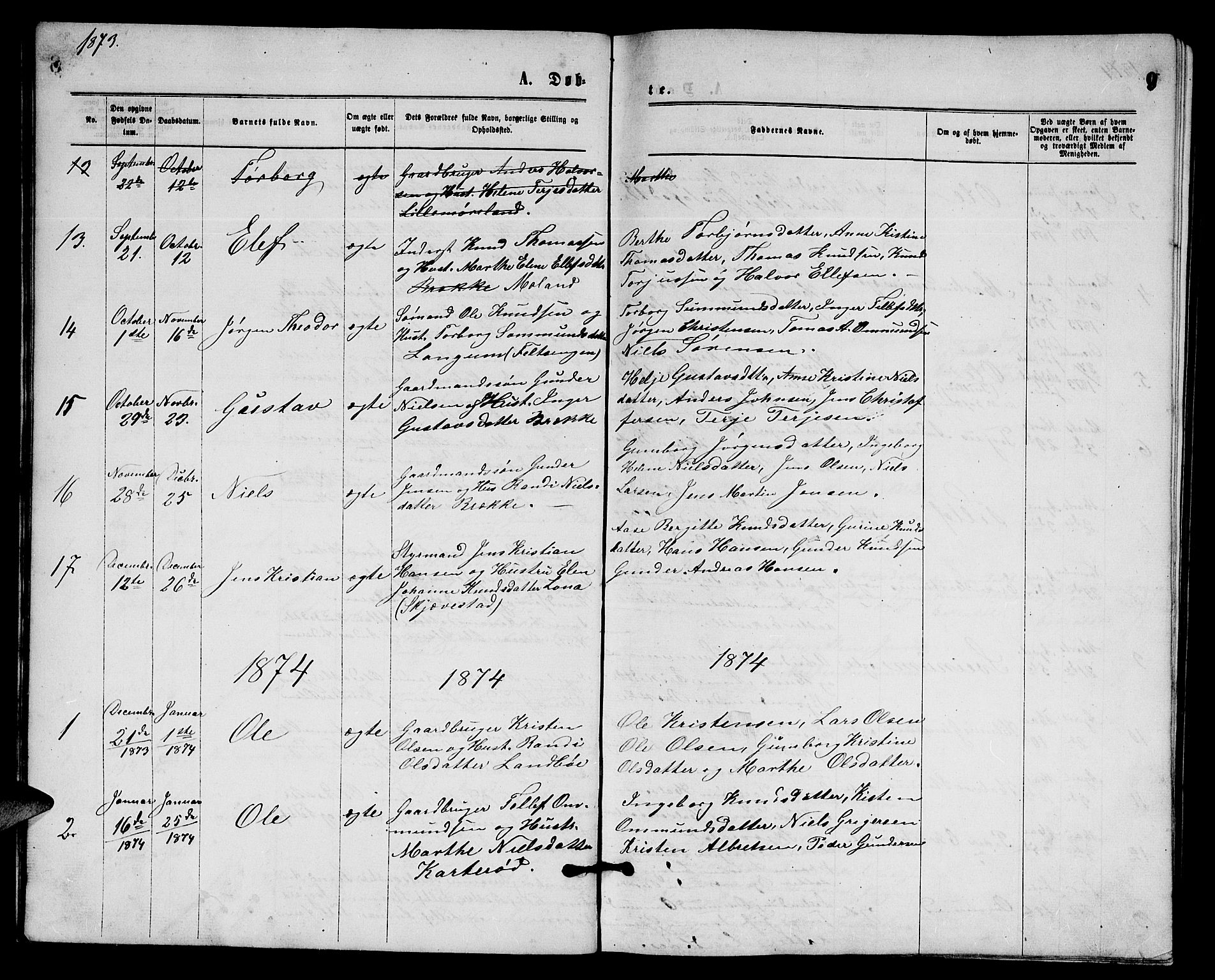 Austre Moland sokneprestkontor, SAK/1111-0001/F/Fb/Fba/L0002: Parish register (copy) no. B 2, 1869-1879, p. 9