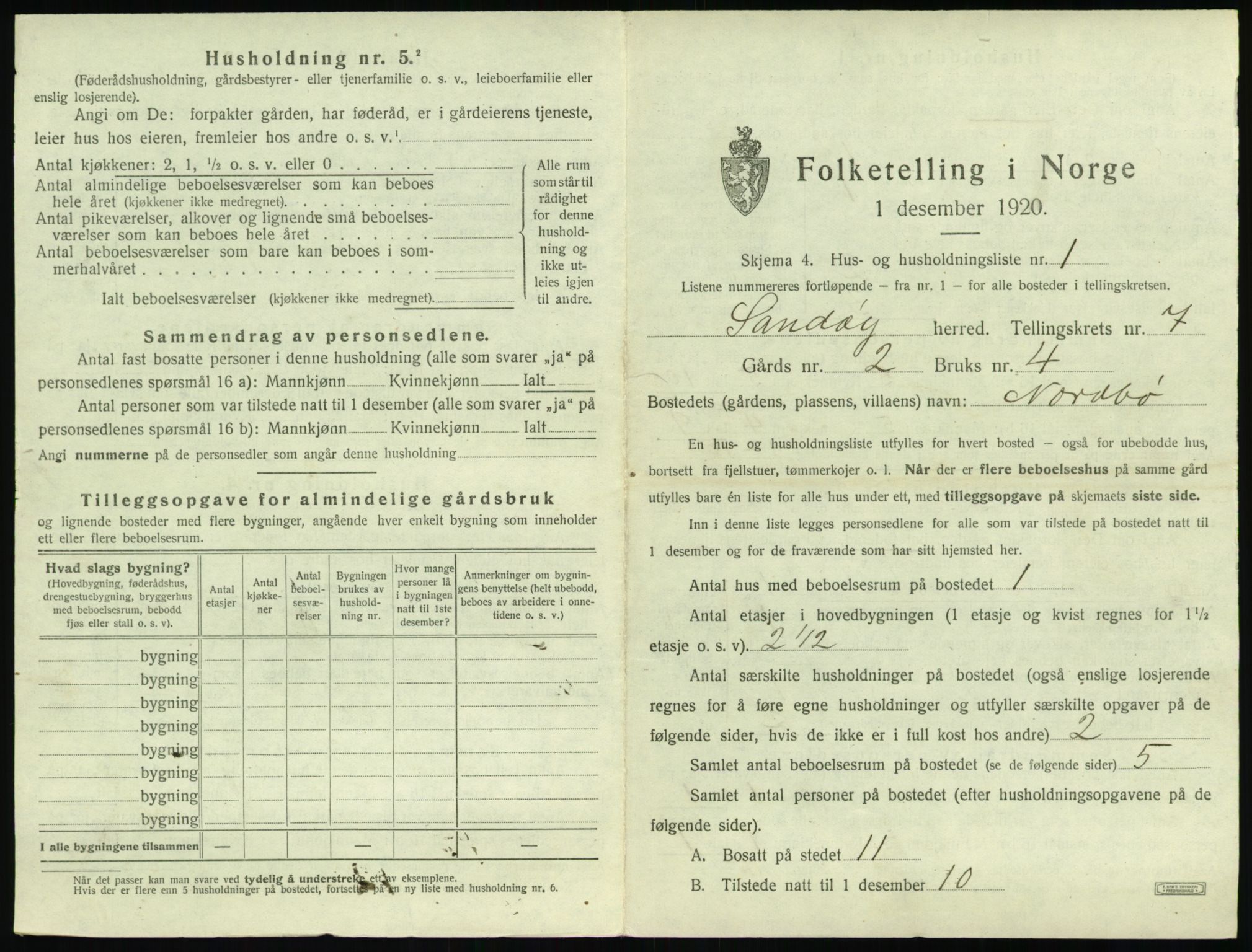 SAT, 1920 census for Sandøy, 1920, p. 324