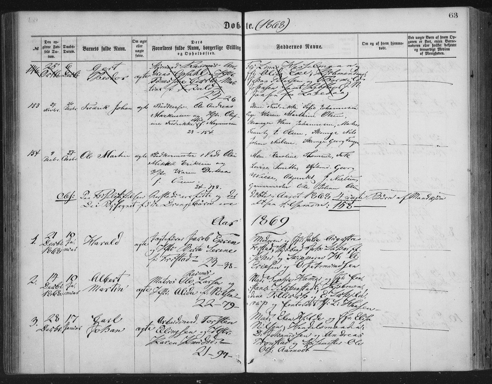 Korskirken sokneprestembete, SAB/A-76101/H/Haa/L0019: Parish register (official) no. B 5, 1866-1871, p. 63