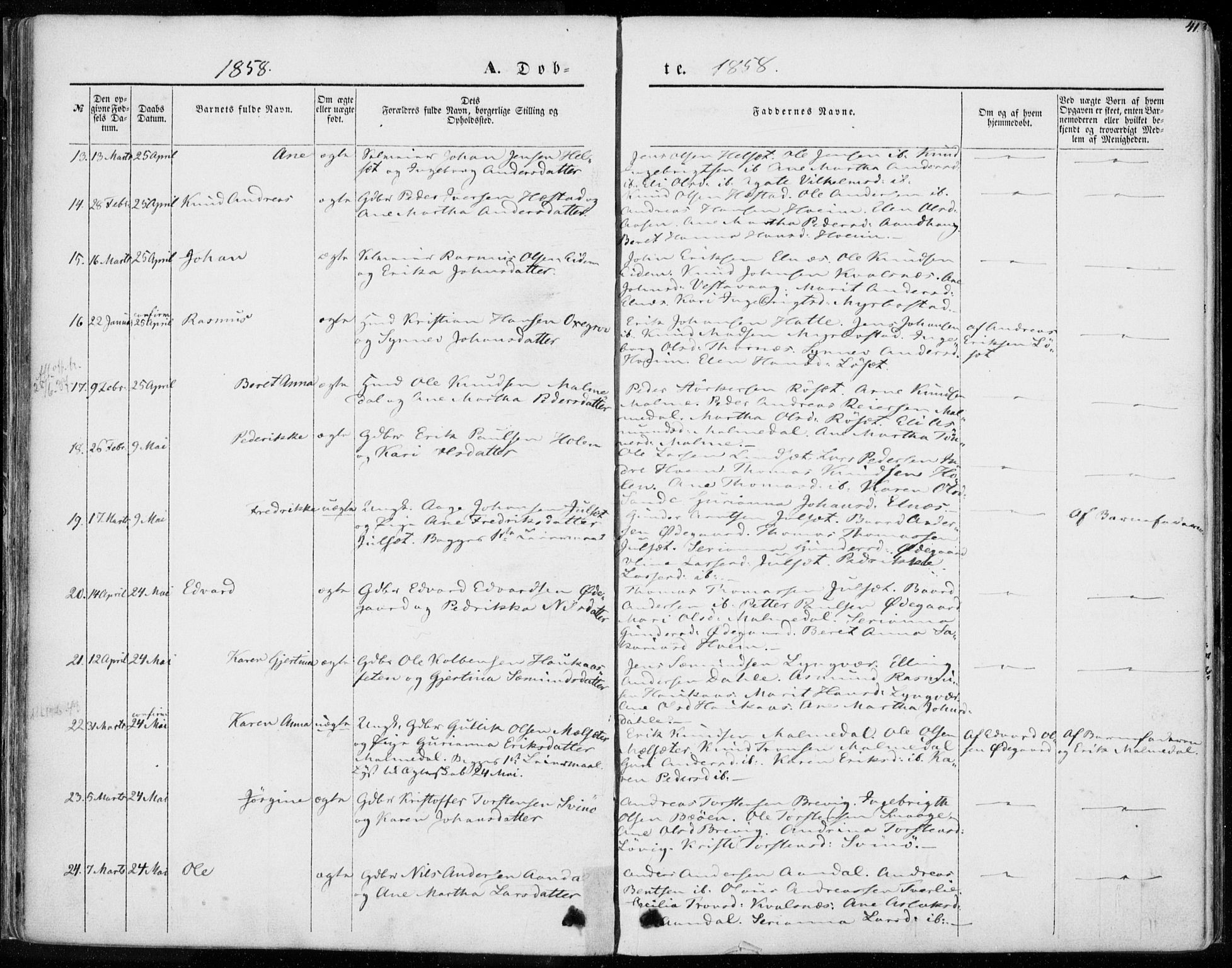 Ministerialprotokoller, klokkerbøker og fødselsregistre - Møre og Romsdal, AV/SAT-A-1454/565/L0748: Parish register (official) no. 565A02, 1845-1872, p. 41