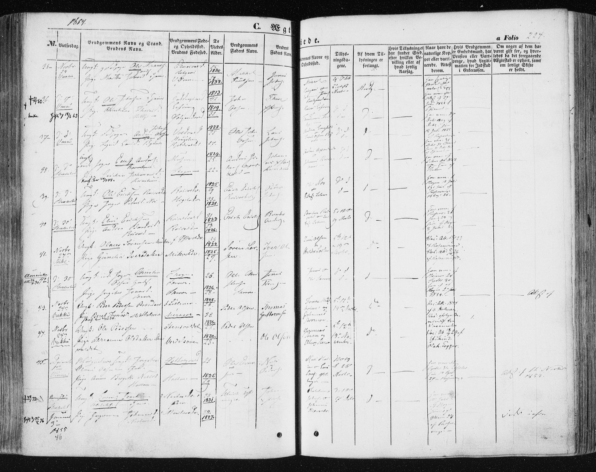 Ministerialprotokoller, klokkerbøker og fødselsregistre - Nord-Trøndelag, SAT/A-1458/723/L0240: Parish register (official) no. 723A09, 1852-1860, p. 224