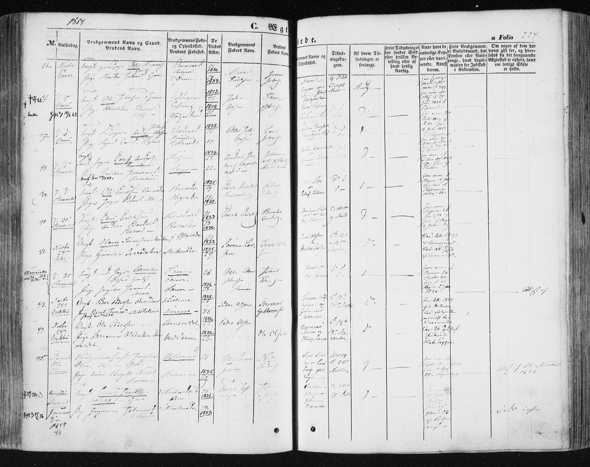 Ministerialprotokoller, klokkerbøker og fødselsregistre - Nord-Trøndelag, AV/SAT-A-1458/723/L0240: Parish register (official) no. 723A09, 1852-1860, p. 224