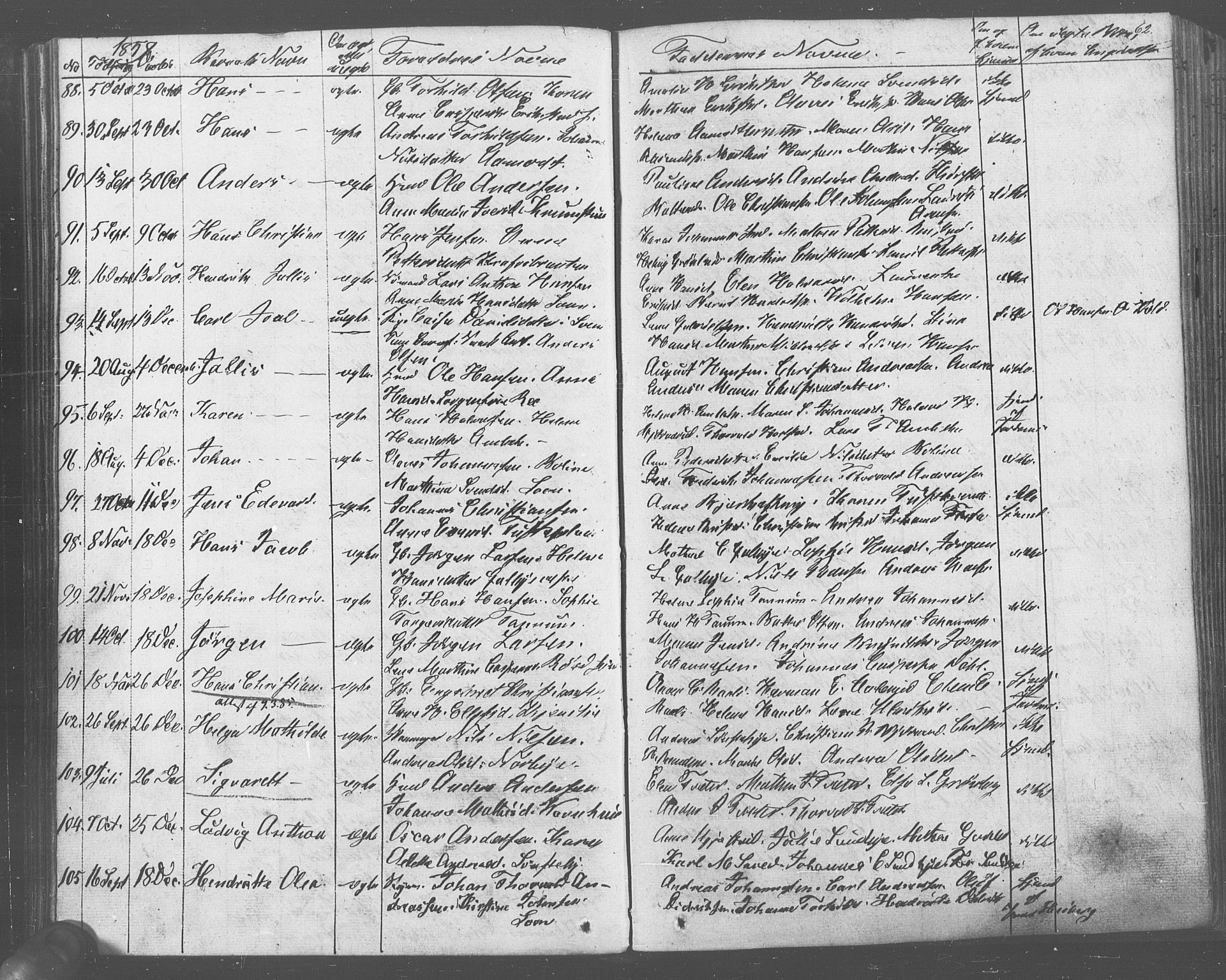 Vestby prestekontor Kirkebøker, AV/SAO-A-10893/F/Fa/L0007: Parish register (official) no. I 7, 1850-1862, p. 62