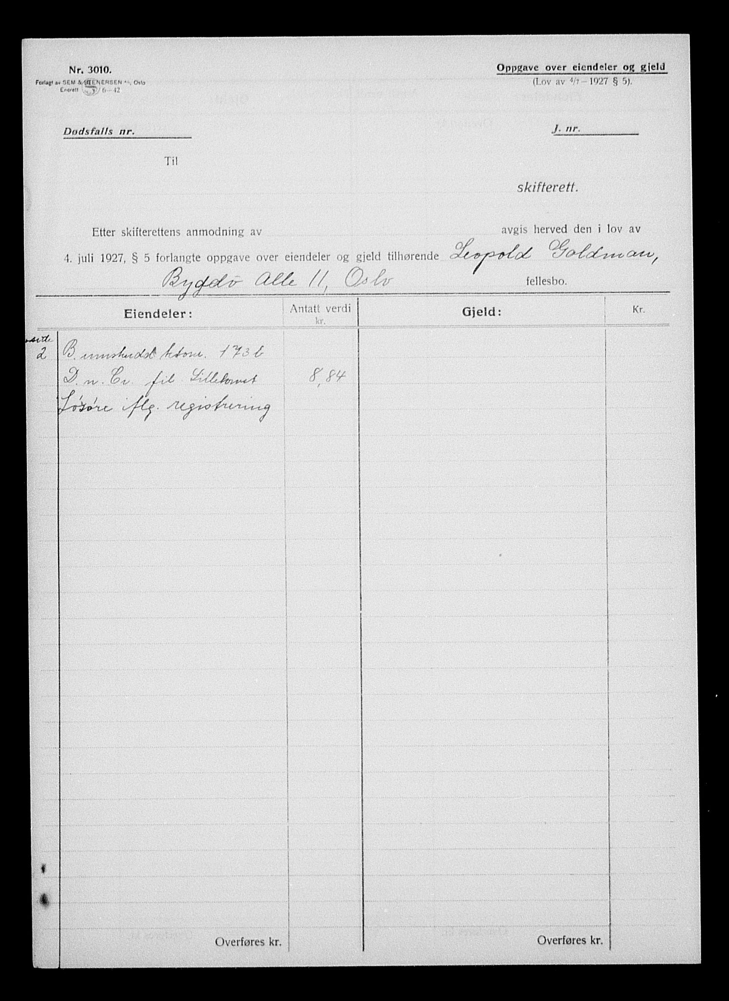 Justisdepartementet, Tilbakeføringskontoret for inndratte formuer, AV/RA-S-1564/H/Hc/Hcc/L0939: --, 1945-1947, p. 524