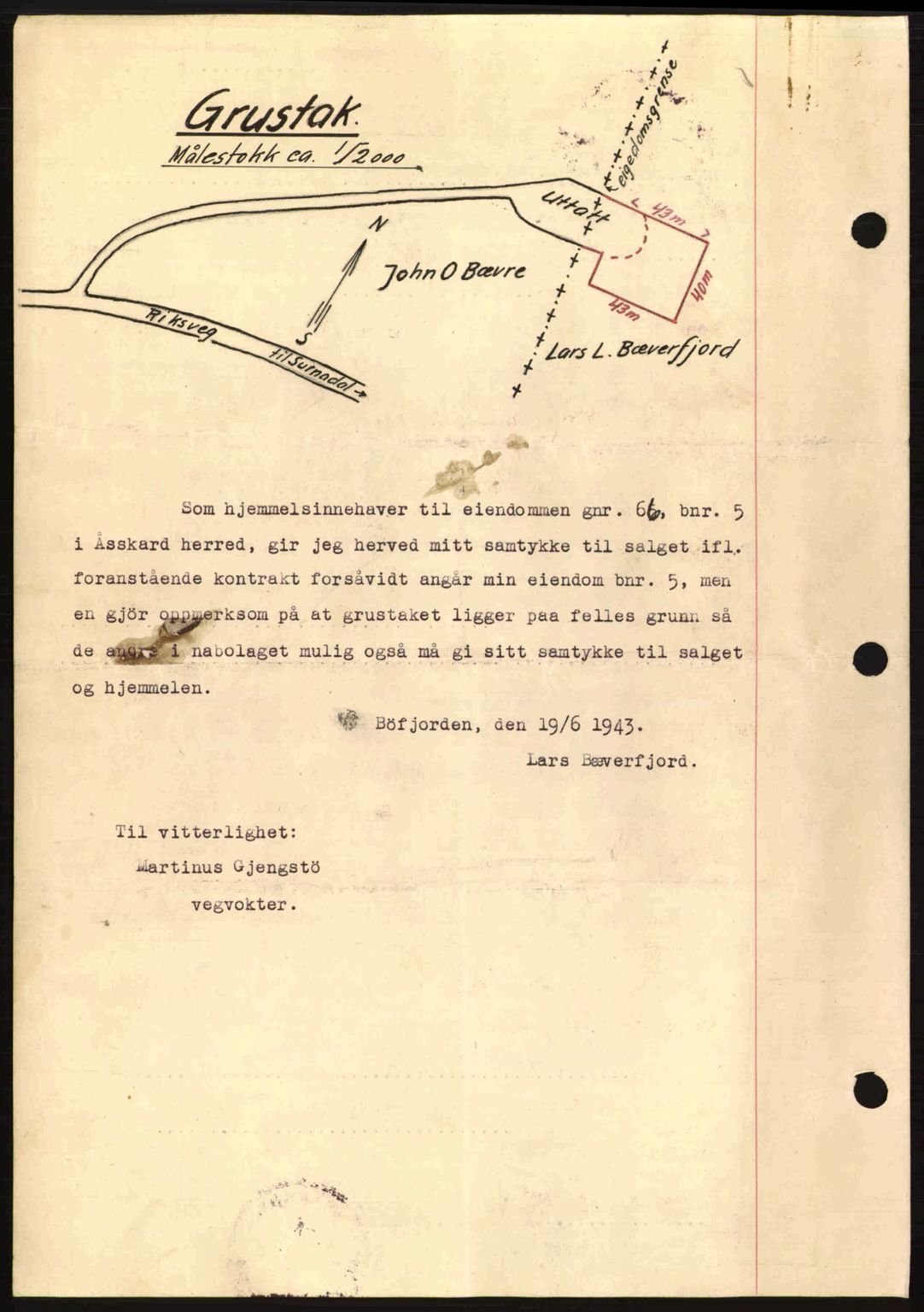 Nordmøre sorenskriveri, AV/SAT-A-4132/1/2/2Ca: Mortgage book no. B90, 1942-1943, Diary no: : 1661/1943