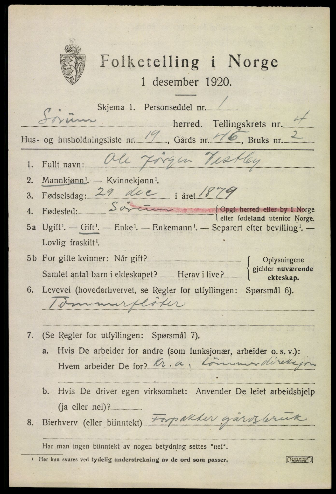 SAO, 1920 census for Sørum, 1920, p. 3635