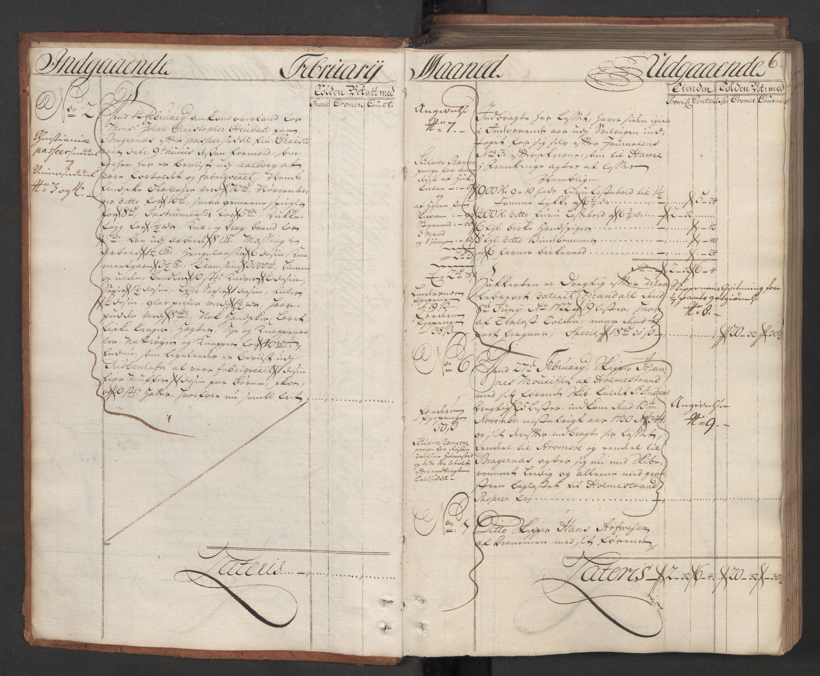 Generaltollkammeret, tollregnskaper, AV/RA-EA-5490/R08/L0009/0001: Tollregnskaper Drammen / Hovedtollbok, 1731, p. 5b-6a