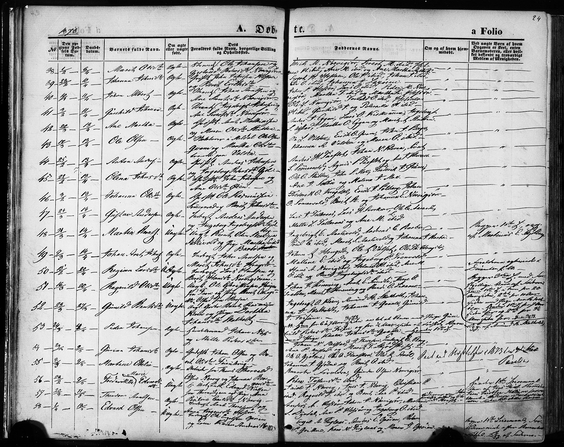 Ministerialprotokoller, klokkerbøker og fødselsregistre - Sør-Trøndelag, AV/SAT-A-1456/668/L0807: Parish register (official) no. 668A07, 1870-1880, p. 24
