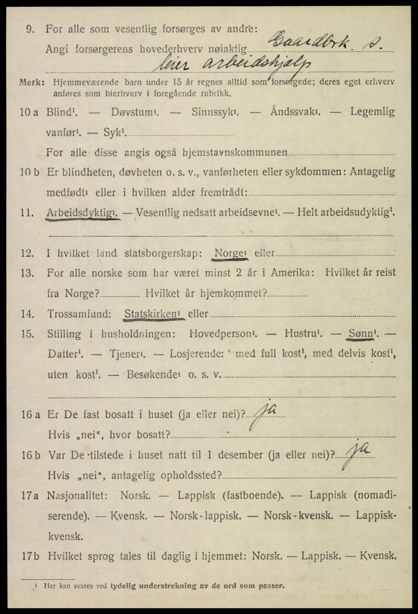 SAT, 1920 census for Hegra, 1920, p. 2367