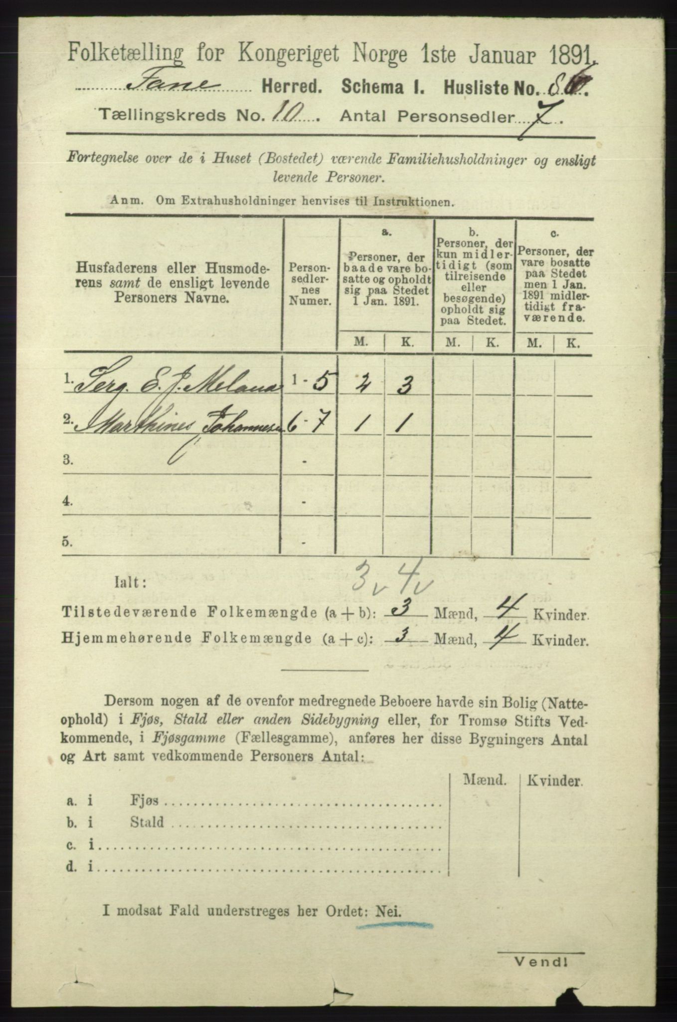 RA, 1891 census for 1249 Fana, 1891, p. 5434