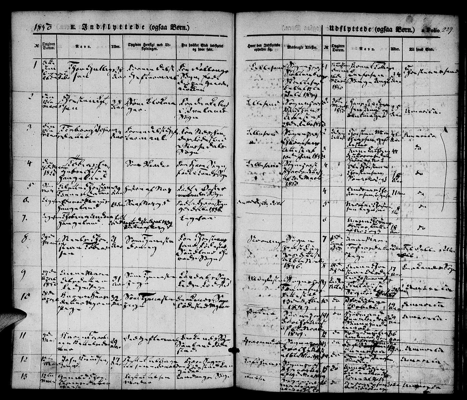 Vestre Moland sokneprestkontor, SAK/1111-0046/F/Fa/Fab/L0006: Parish register (official) no. A 6, 1850-1858, p. 229
