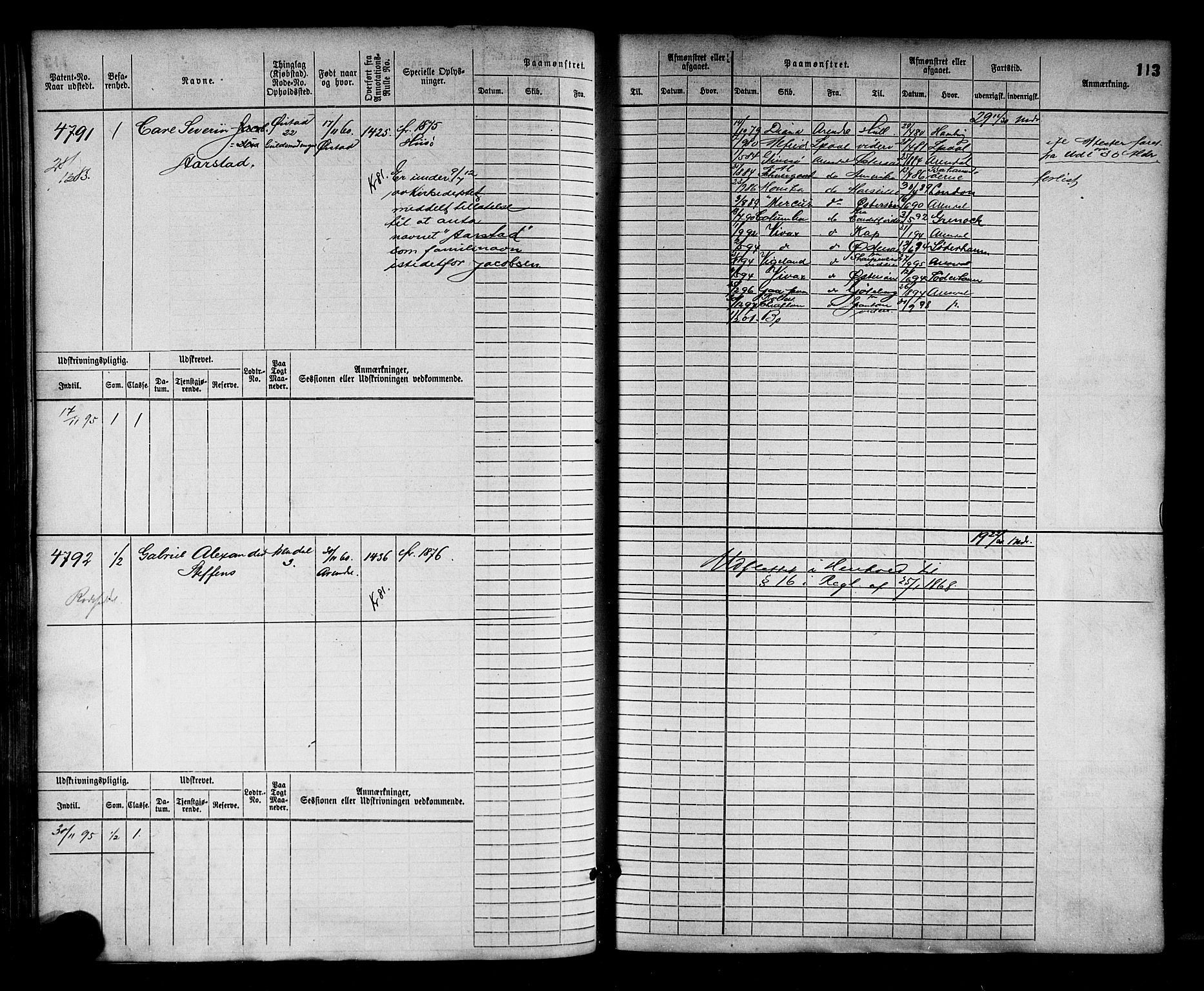 Arendal mønstringskrets, AV/SAK-2031-0012/F/Fb/L0016: Hovedrulle nr 4569-5322, S-14, 1879-1900, p. 118