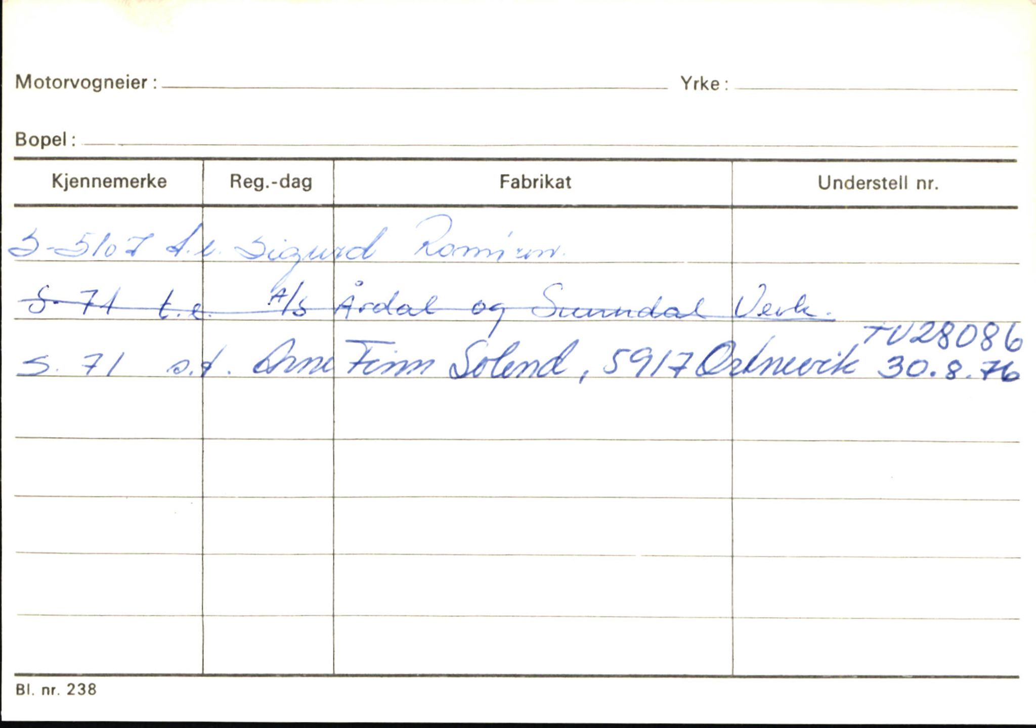 Statens vegvesen, Sogn og Fjordane vegkontor, AV/SAB-A-5301/4/F/L0146: Registerkort Årdal R-Å samt diverse kort, 1945-1975, p. 771