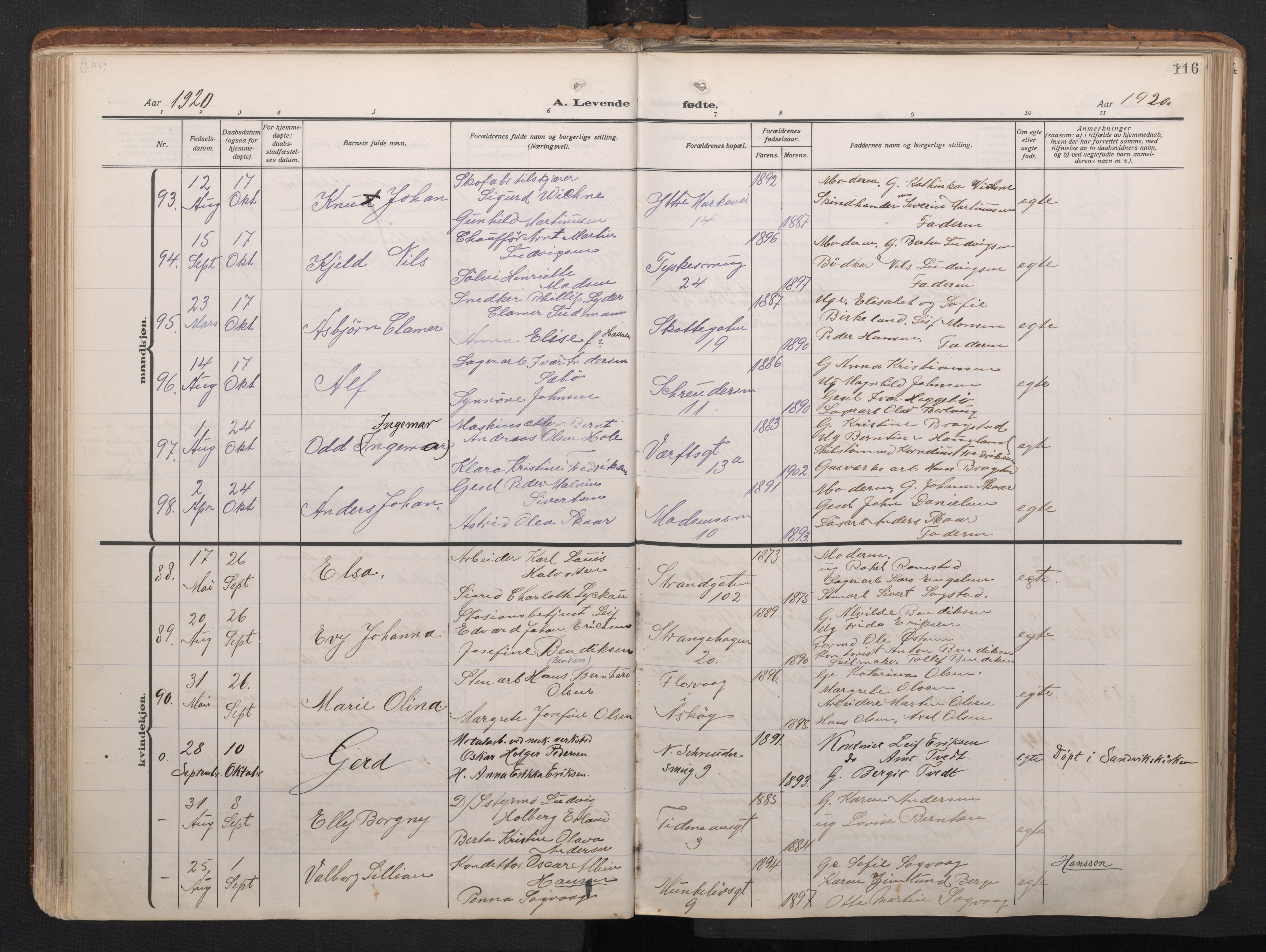 Nykirken Sokneprestembete, SAB/A-77101/H/Haa/L0020: Parish register (official) no. B 8, 1916-1933, p. 115b-116a