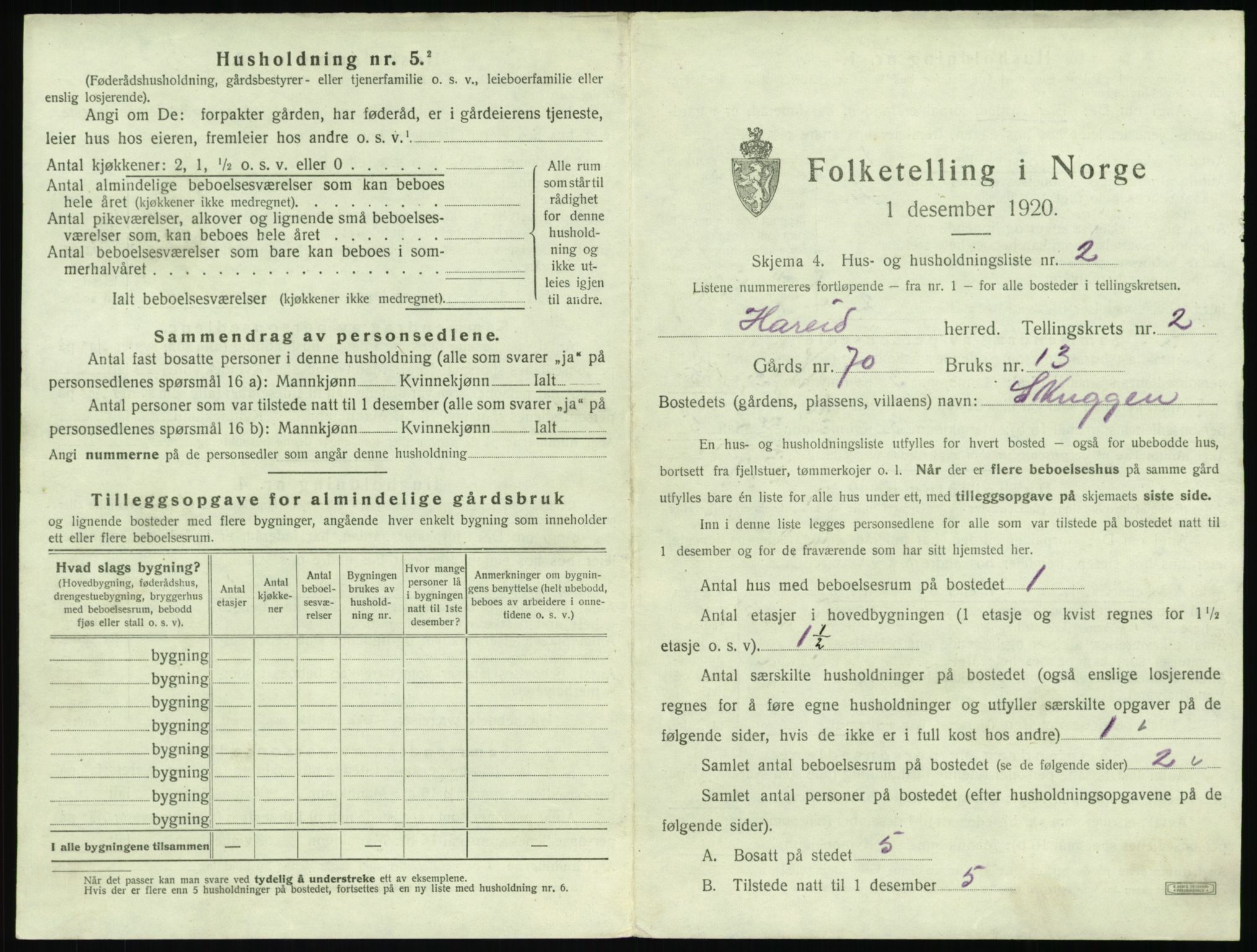 SAT, 1920 census for Hareid, 1920, p. 93