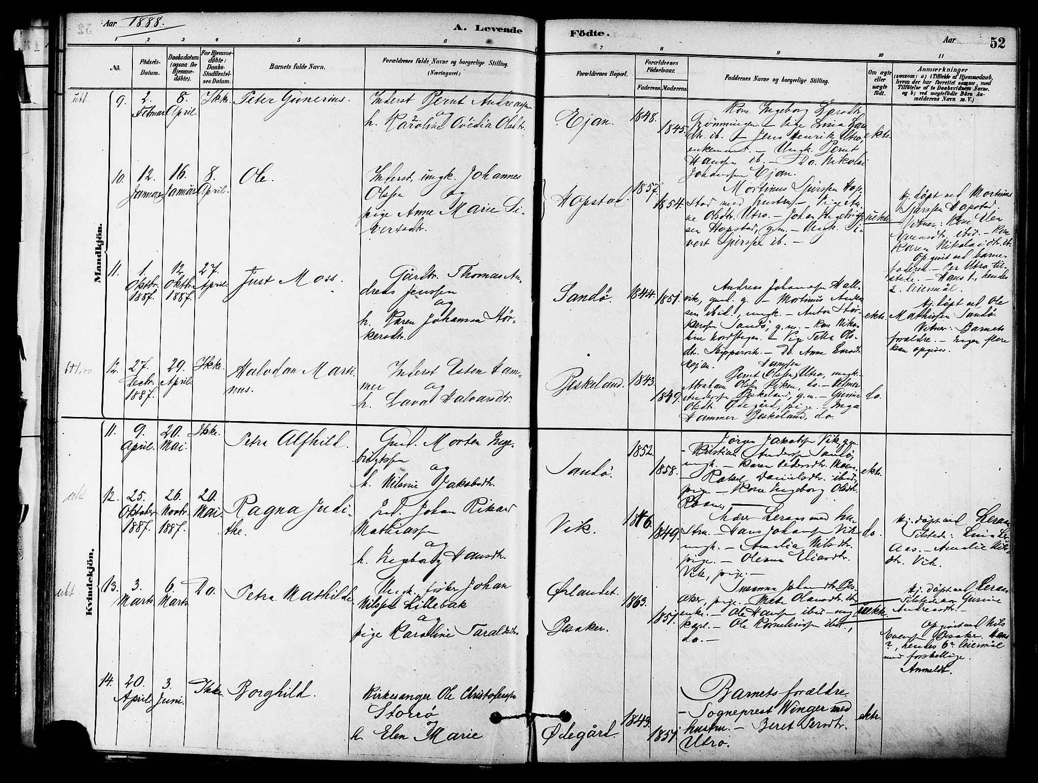 Ministerialprotokoller, klokkerbøker og fødselsregistre - Sør-Trøndelag, AV/SAT-A-1456/657/L0707: Parish register (official) no. 657A08, 1879-1893, p. 52