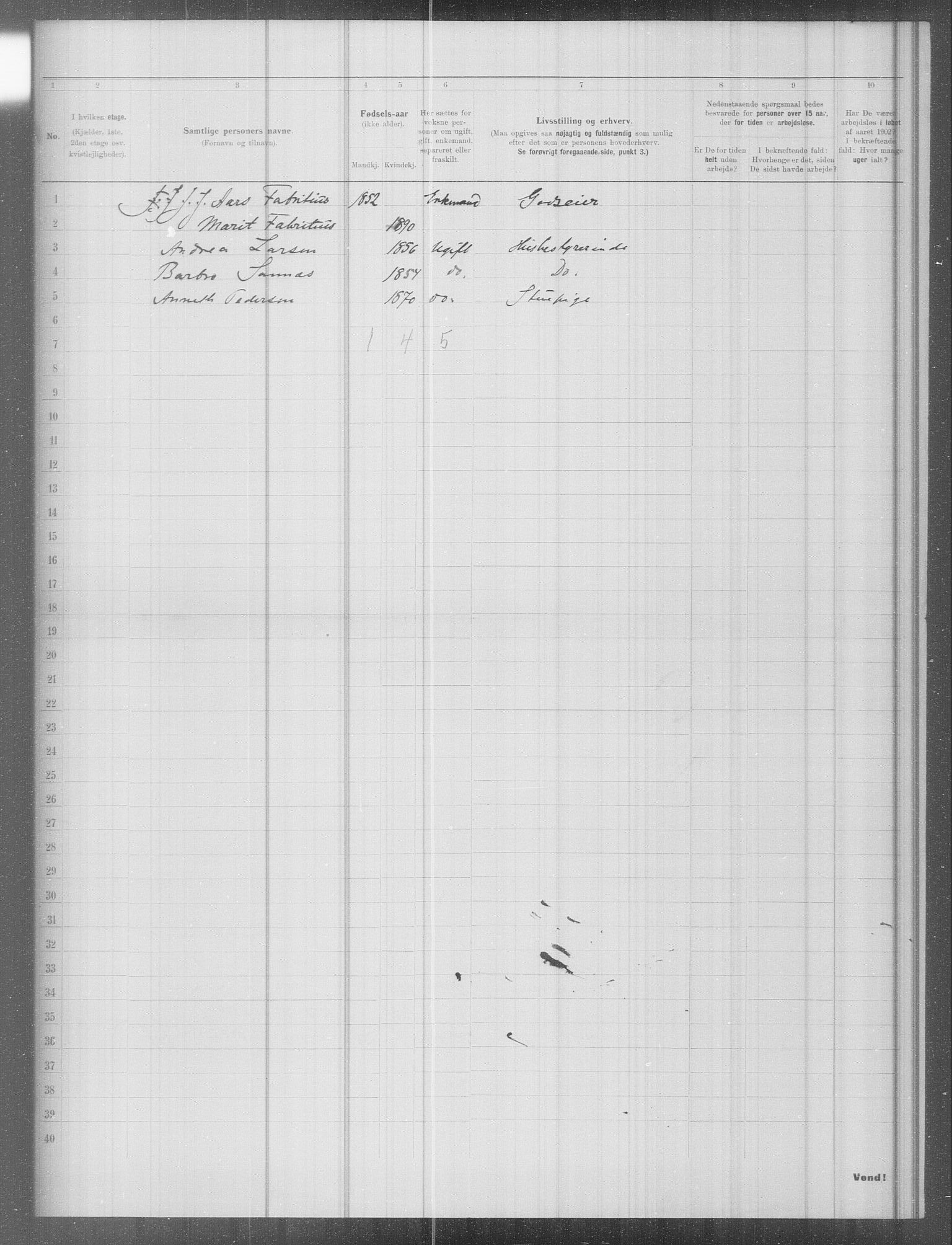 OBA, Municipal Census 1902 for Kristiania, 1902, p. 8367