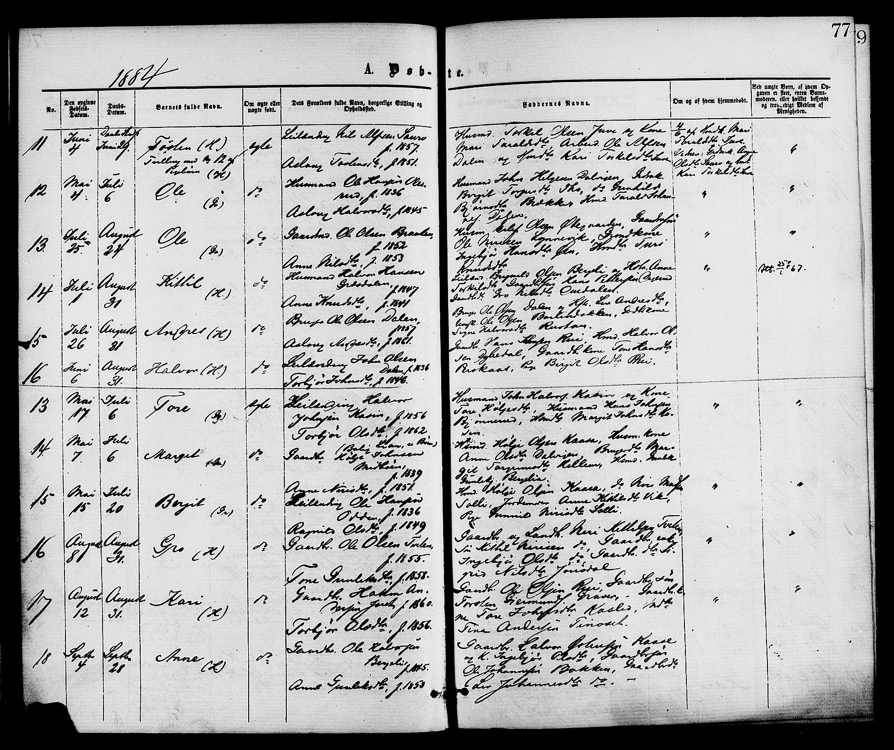 Gransherad kirkebøker, AV/SAKO-A-267/F/Fa/L0004: Parish register (official) no. I 4, 1871-1886, p. 77