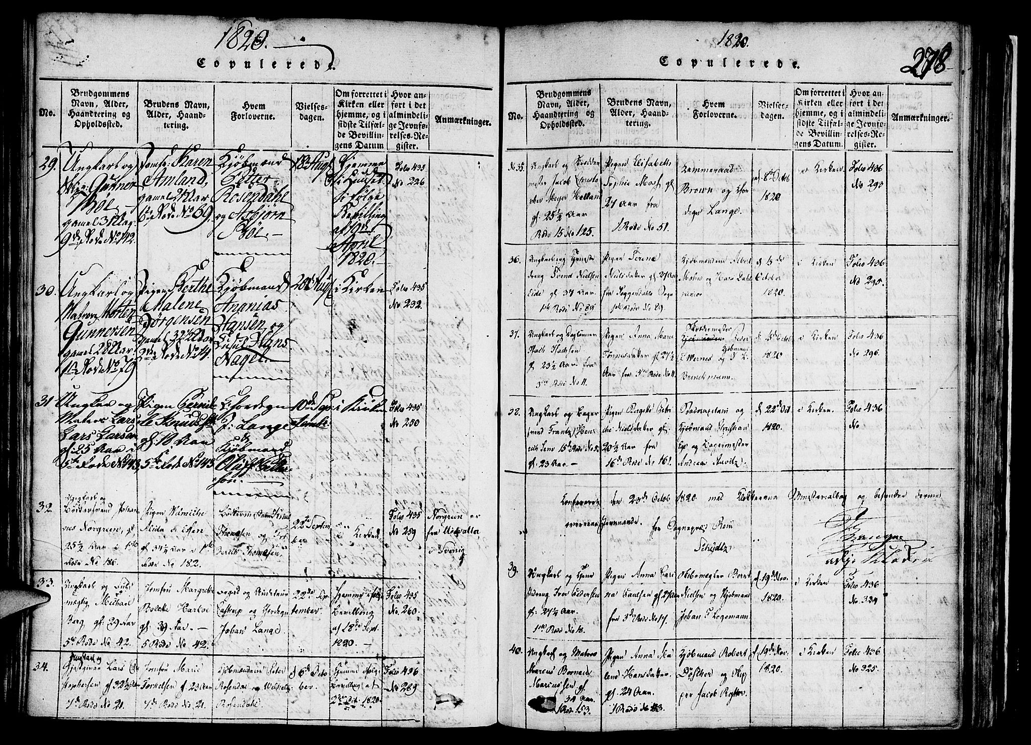 Nykirken Sokneprestembete, SAB/A-77101/H/Haa/L0011: Parish register (official) no. A 11, 1816-1821, p. 278