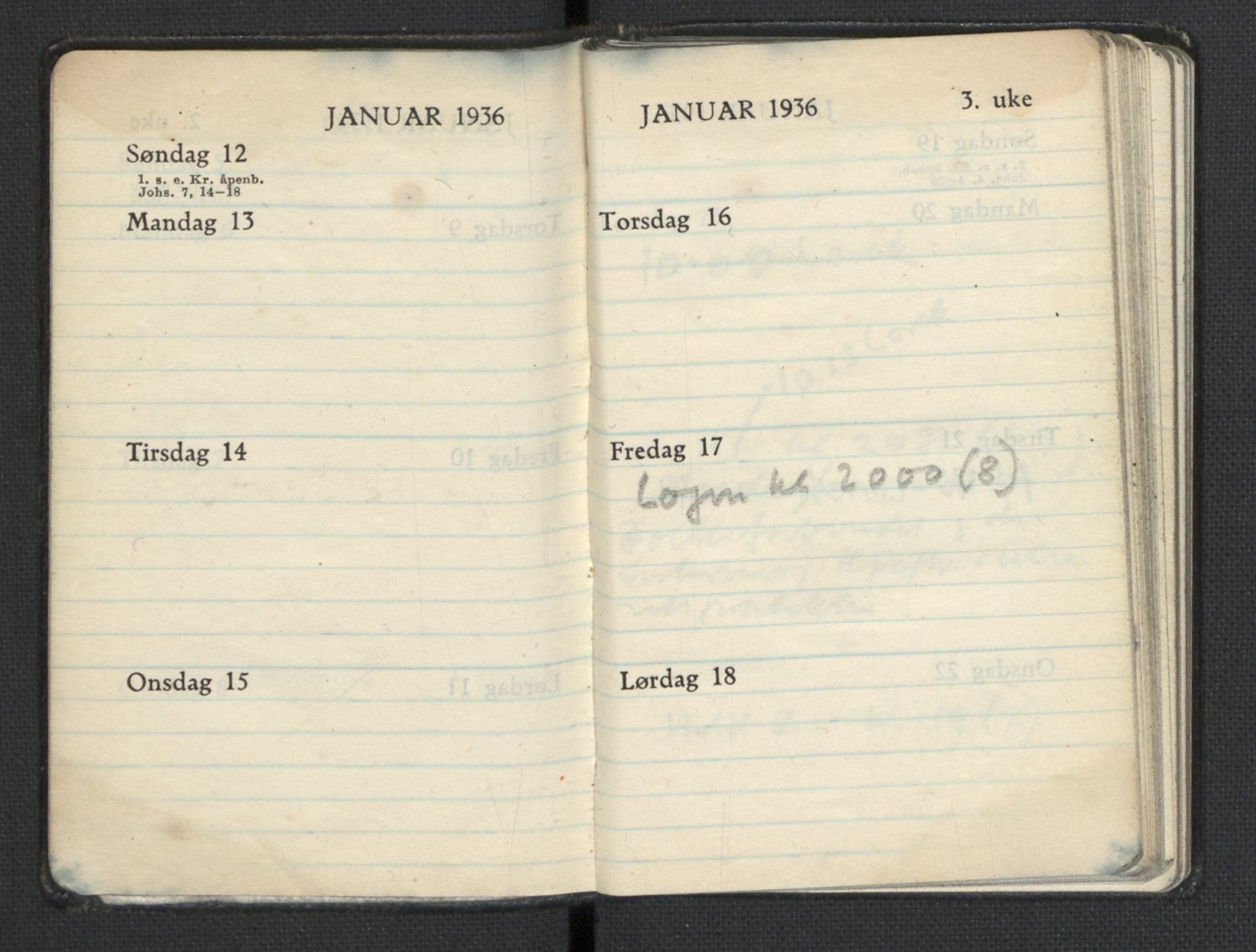 Quisling, Vidkun, AV/RA-PA-0750/H/L0001: 7. sanser (lommealmanakker) med Quislings egenhendige innførsler - 22 stk. i skinnmappe, 1922-1944, p. 1030