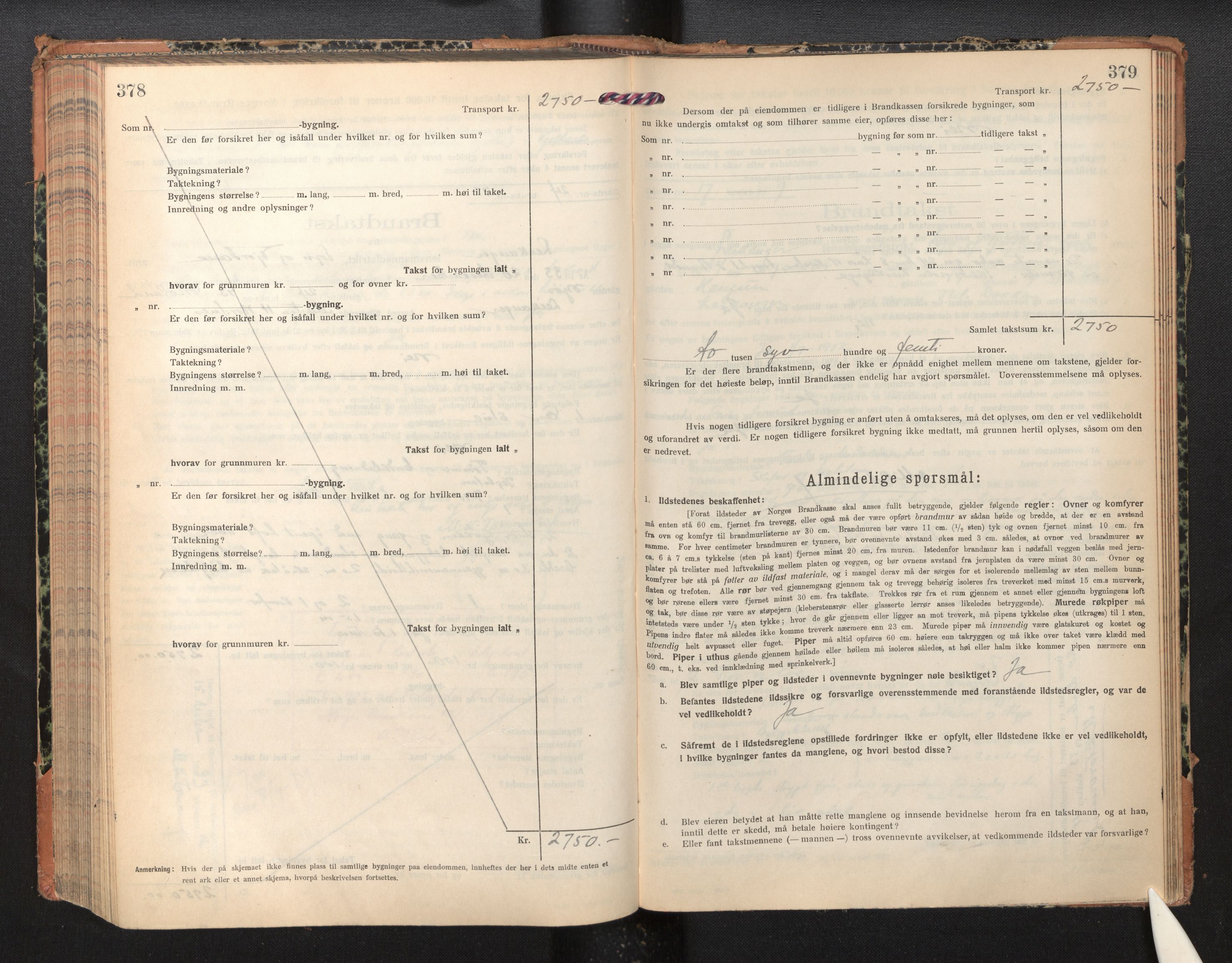 Lensmannen i Leikanger, AV/SAB-A-29201/0012/L0007: Branntakstprotokoll, skjematakst, 1926-1936, p. 378-379