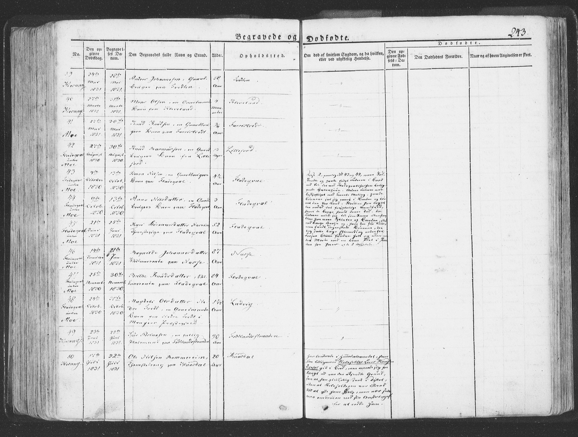 Hosanger sokneprestembete, AV/SAB-A-75801/H/Haa: Parish register (official) no. A 6, 1824-1835, p. 243