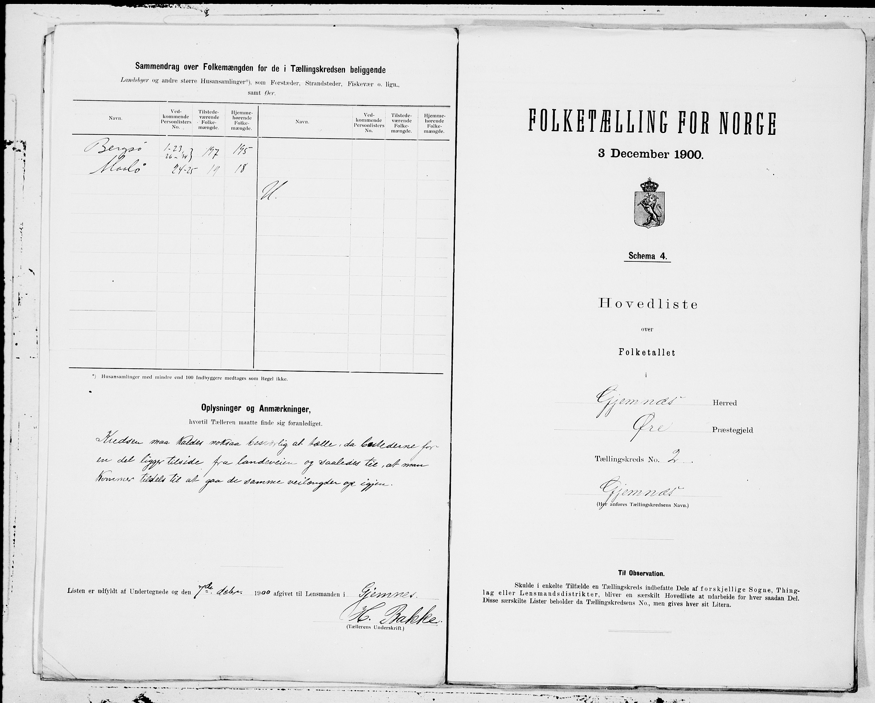 SAT, 1900 census for Gjemnes, 1900, p. 4