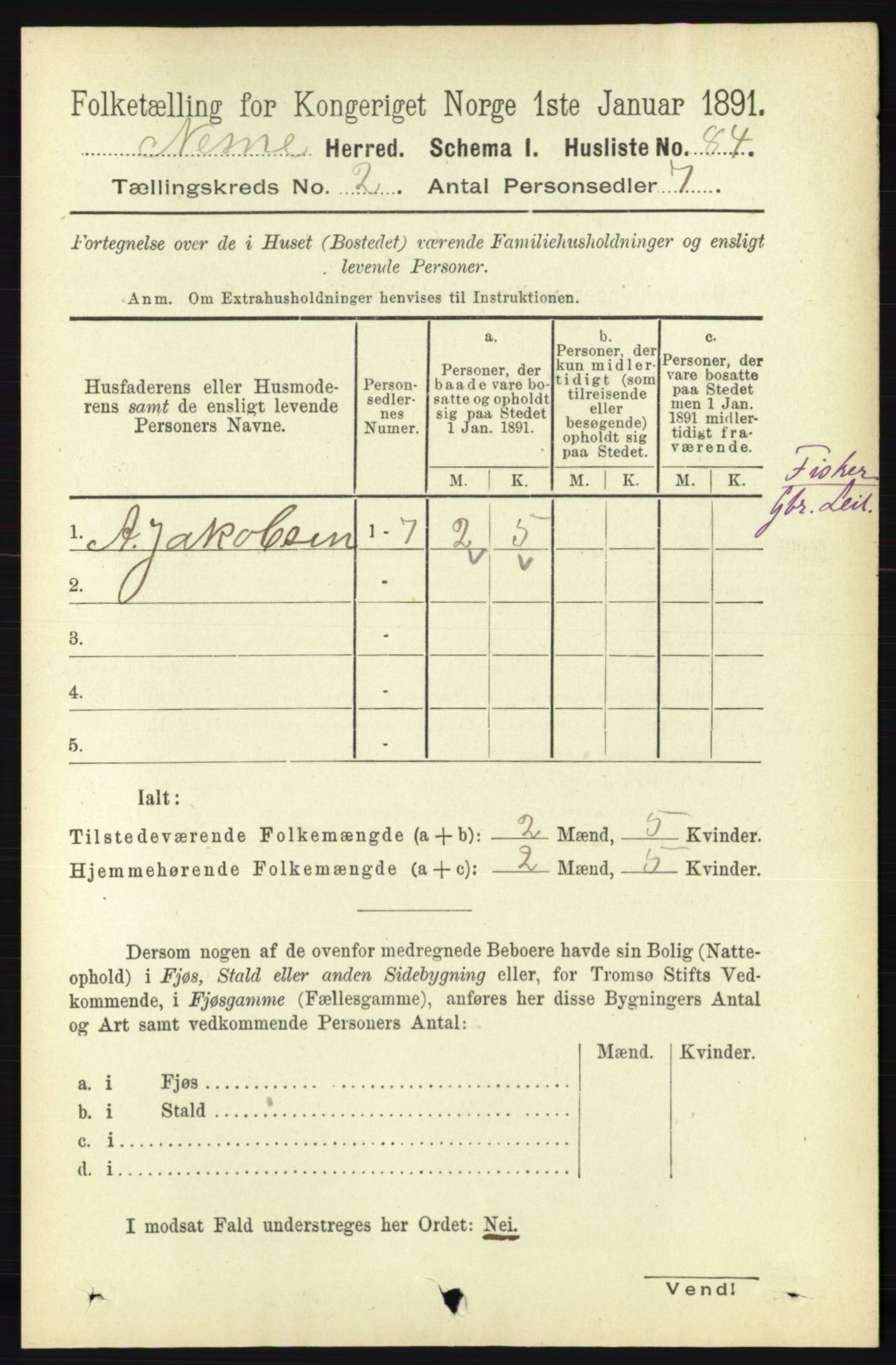 RA, 1891 census for 1828 Nesna, 1891, p. 828