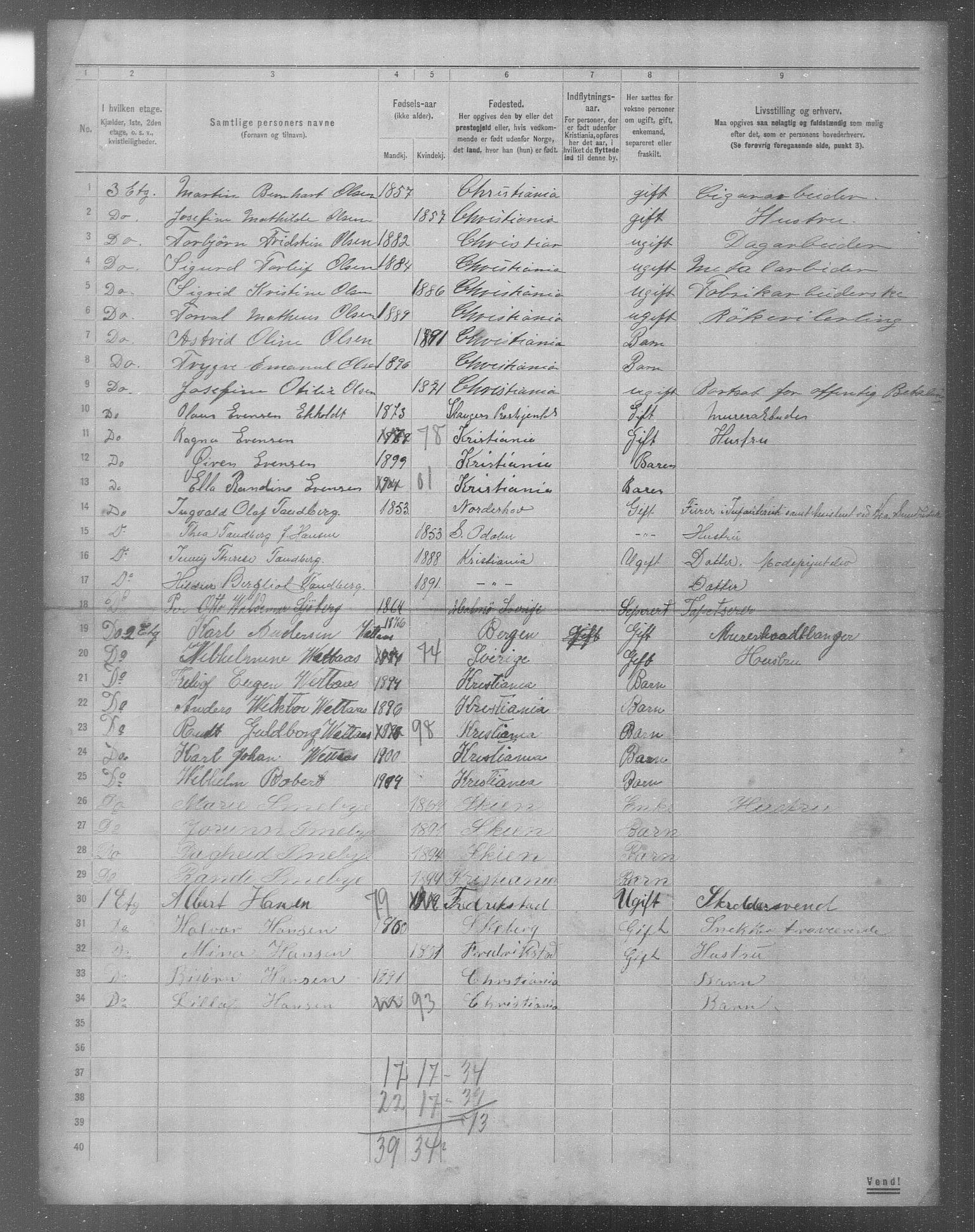 OBA, Municipal Census 1904 for Kristiania, 1904, p. 9671