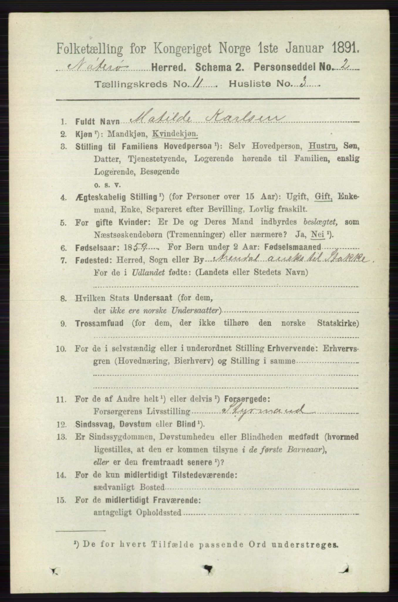 RA, 1891 census for 0722 Nøtterøy, 1891, p. 5827