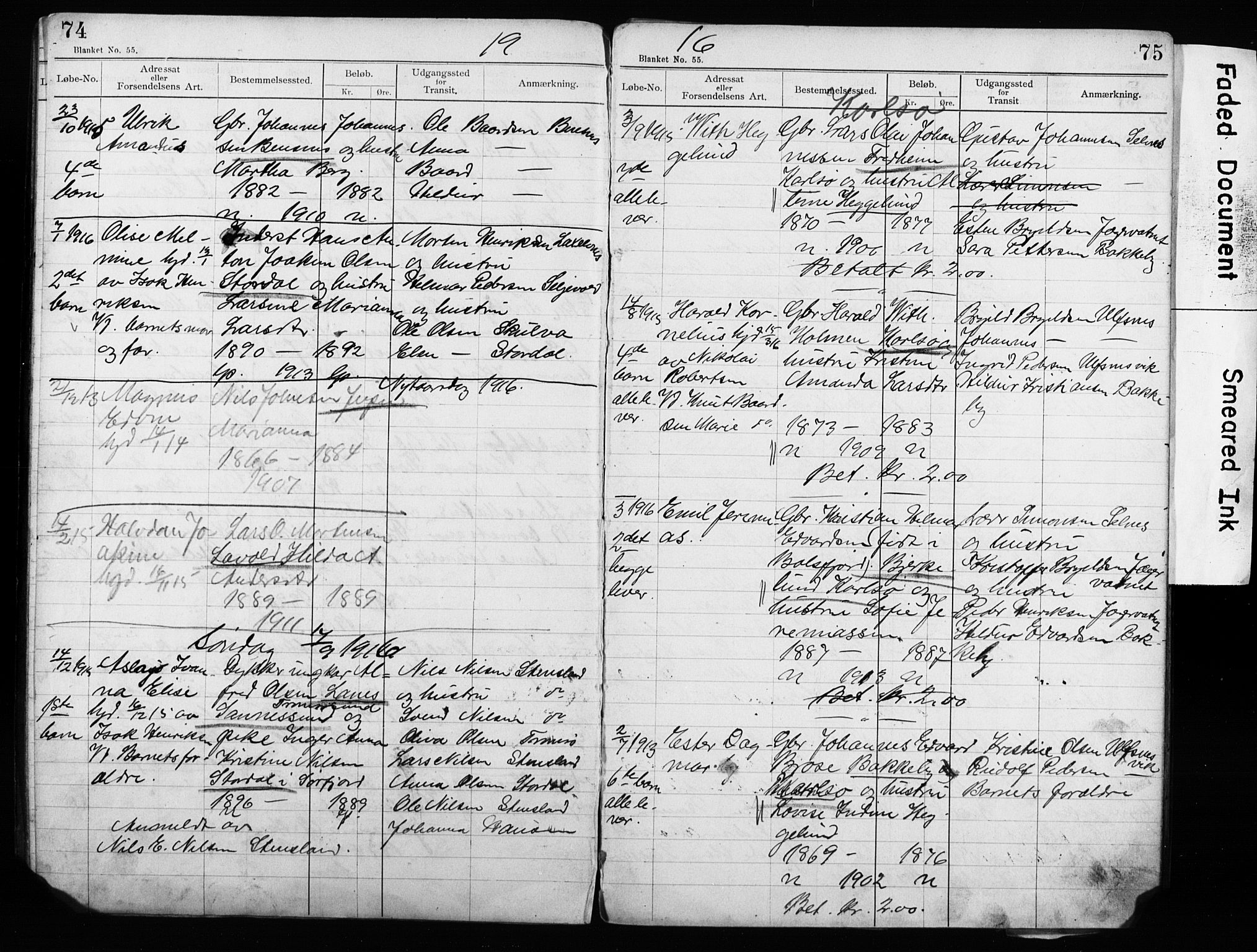 Lyngen sokneprestembete, AV/SATØ-S-1289/H/Ha/L0052/0002: Baptism register no. 52.2, 1915-1928, p. 74-75