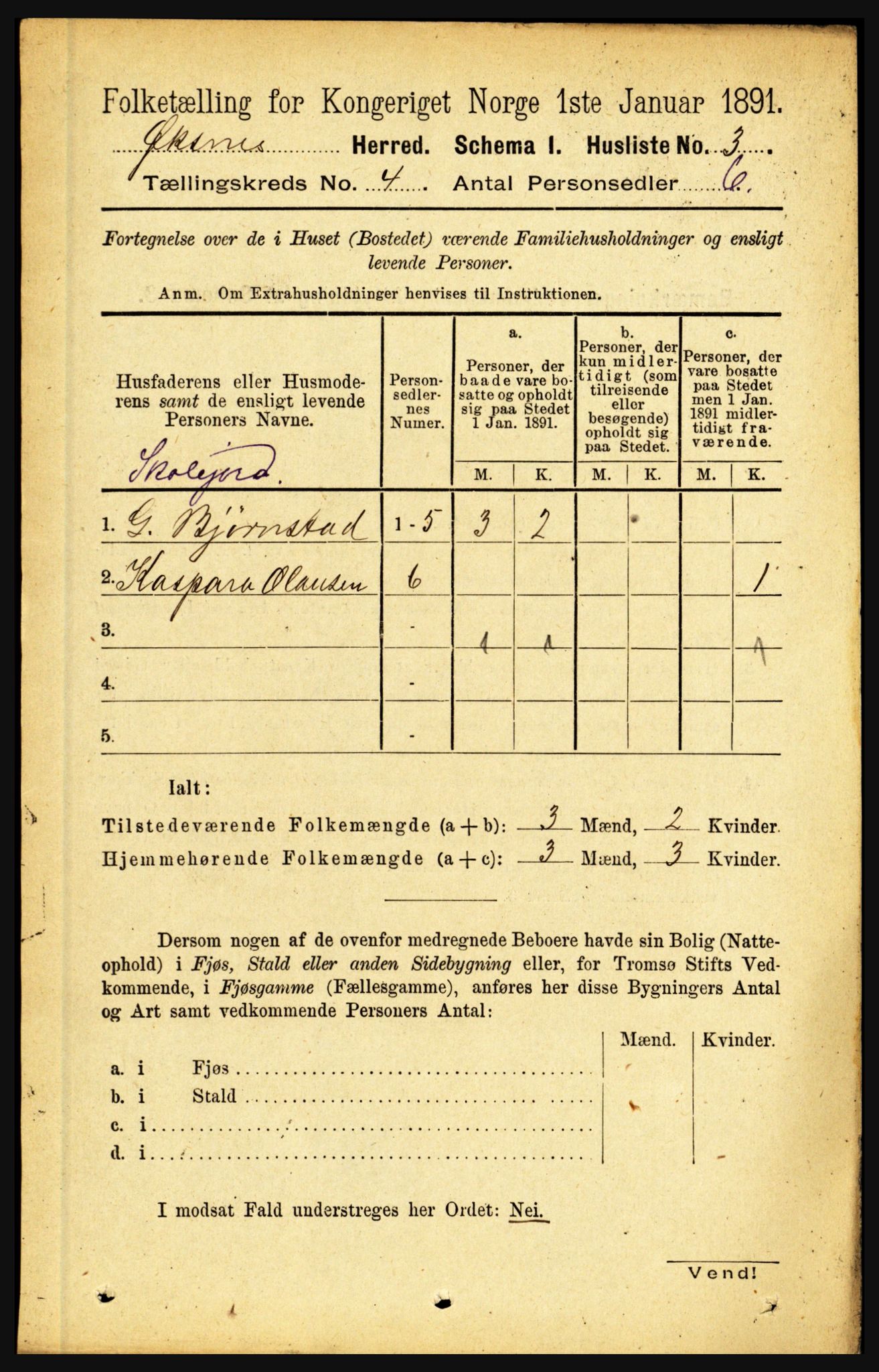 RA, 1891 census for 1868 Øksnes, 1891, p. 1632