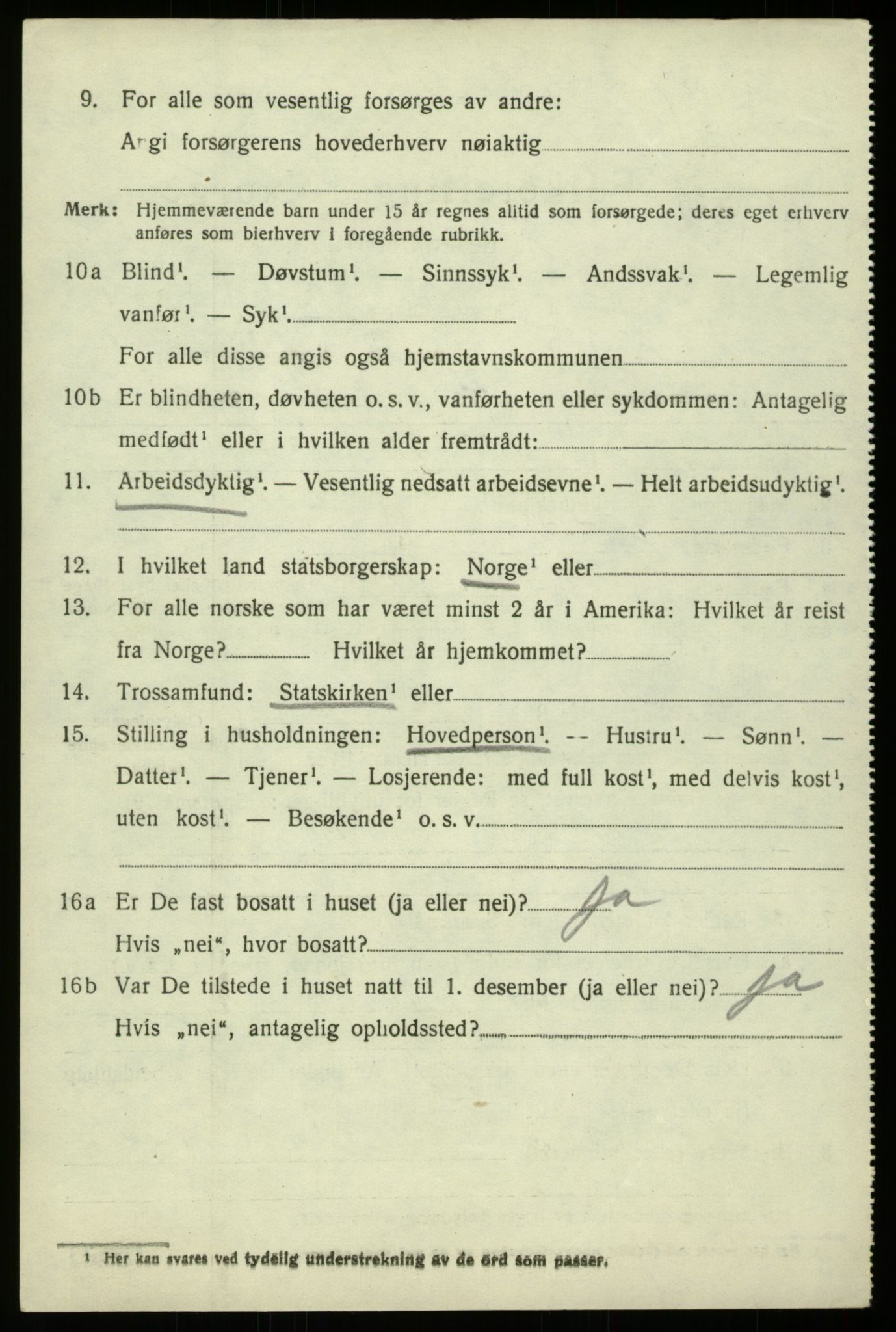 SAB, 1920 census for Hosanger, 1920, p. 2964