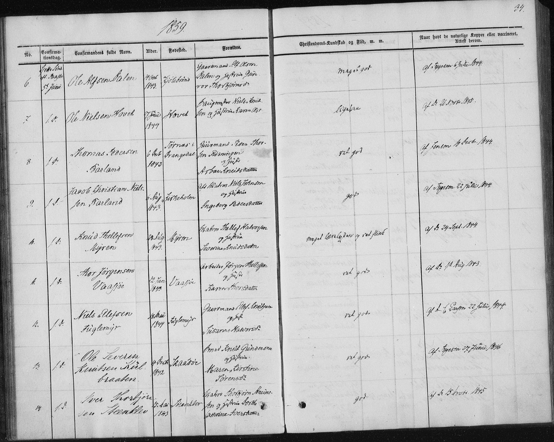 Sannidal kirkebøker, AV/SAKO-A-296/F/Fa/L0009: Parish register (official) no. 9, 1855-1873, p. 34