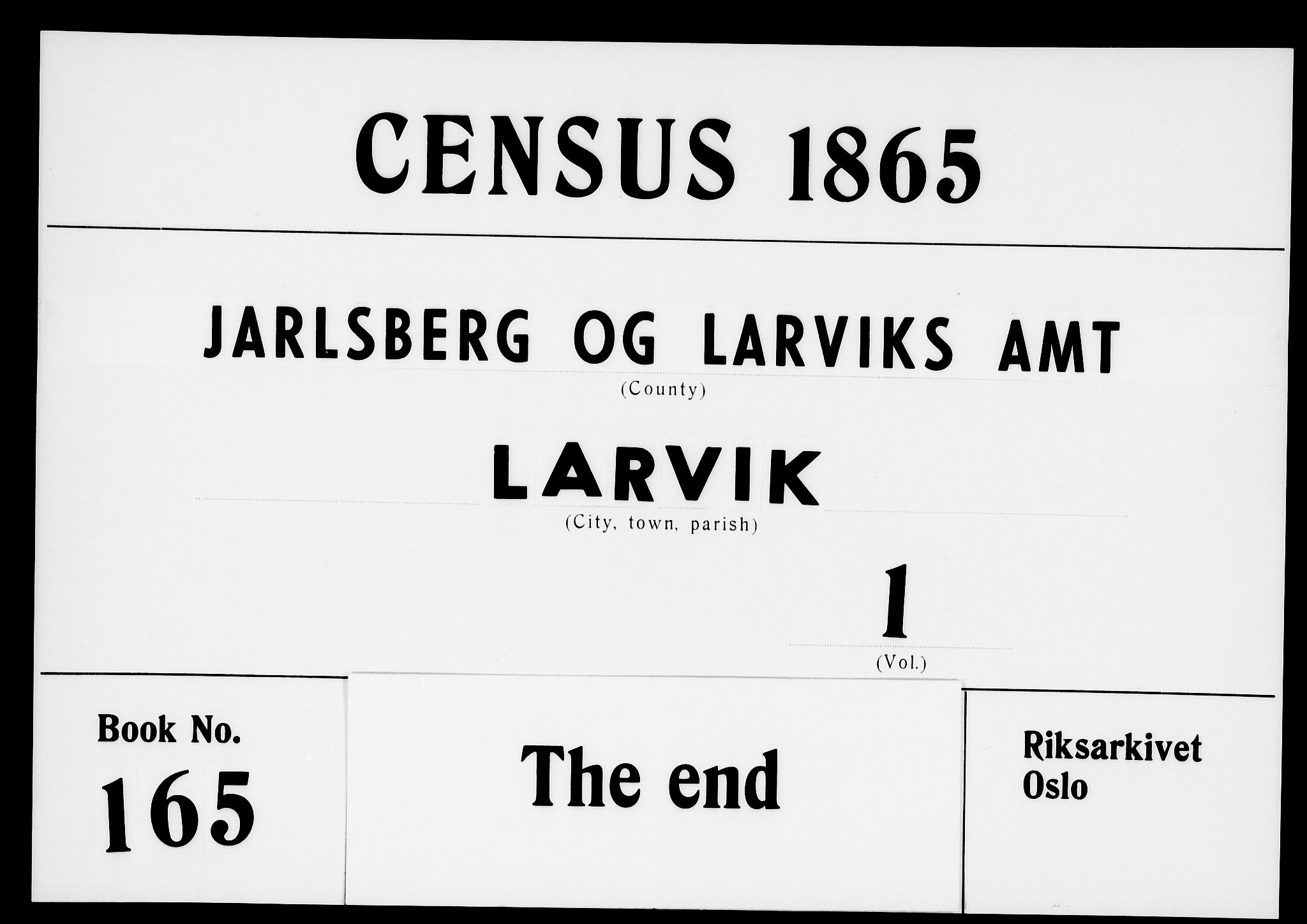 RA, 1865 census for Larvik, 1865, p. 663