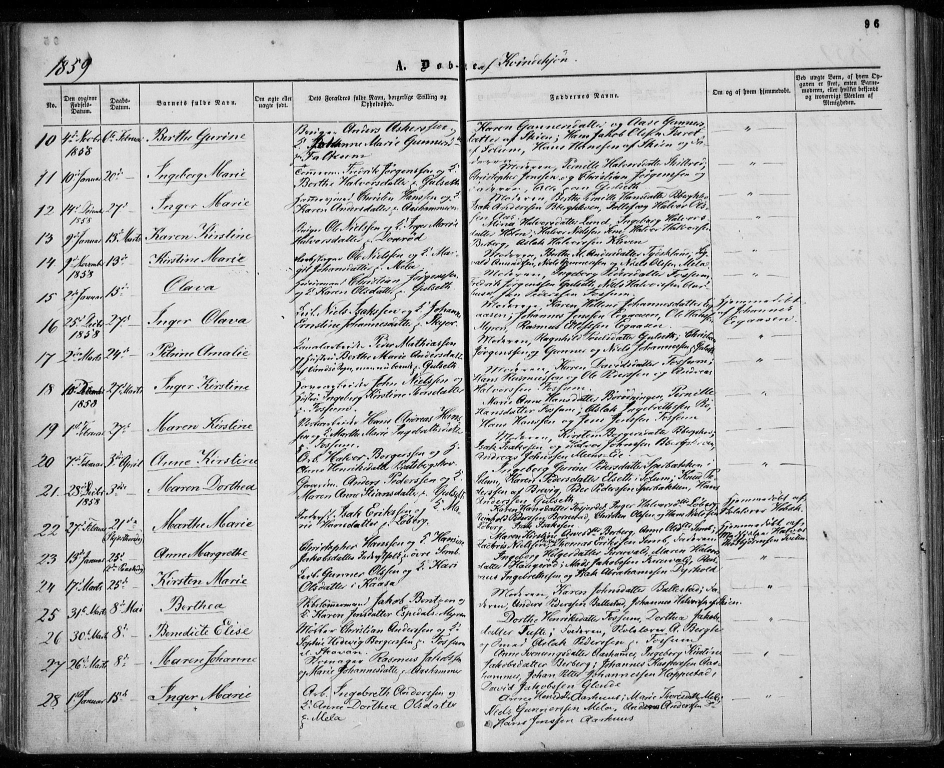 Gjerpen kirkebøker, AV/SAKO-A-265/F/Fa/L0008a: Parish register (official) no. I 8A, 1857-1871, p. 96