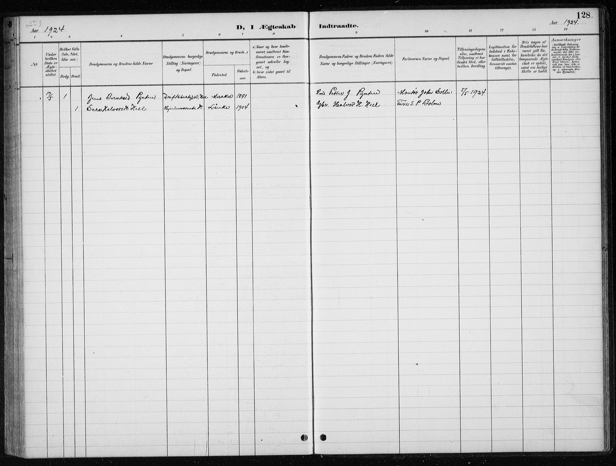 Ministerialprotokoller, klokkerbøker og fødselsregistre - Nord-Trøndelag, SAT/A-1458/710/L0096: Parish register (copy) no. 710C01, 1892-1925, p. 128