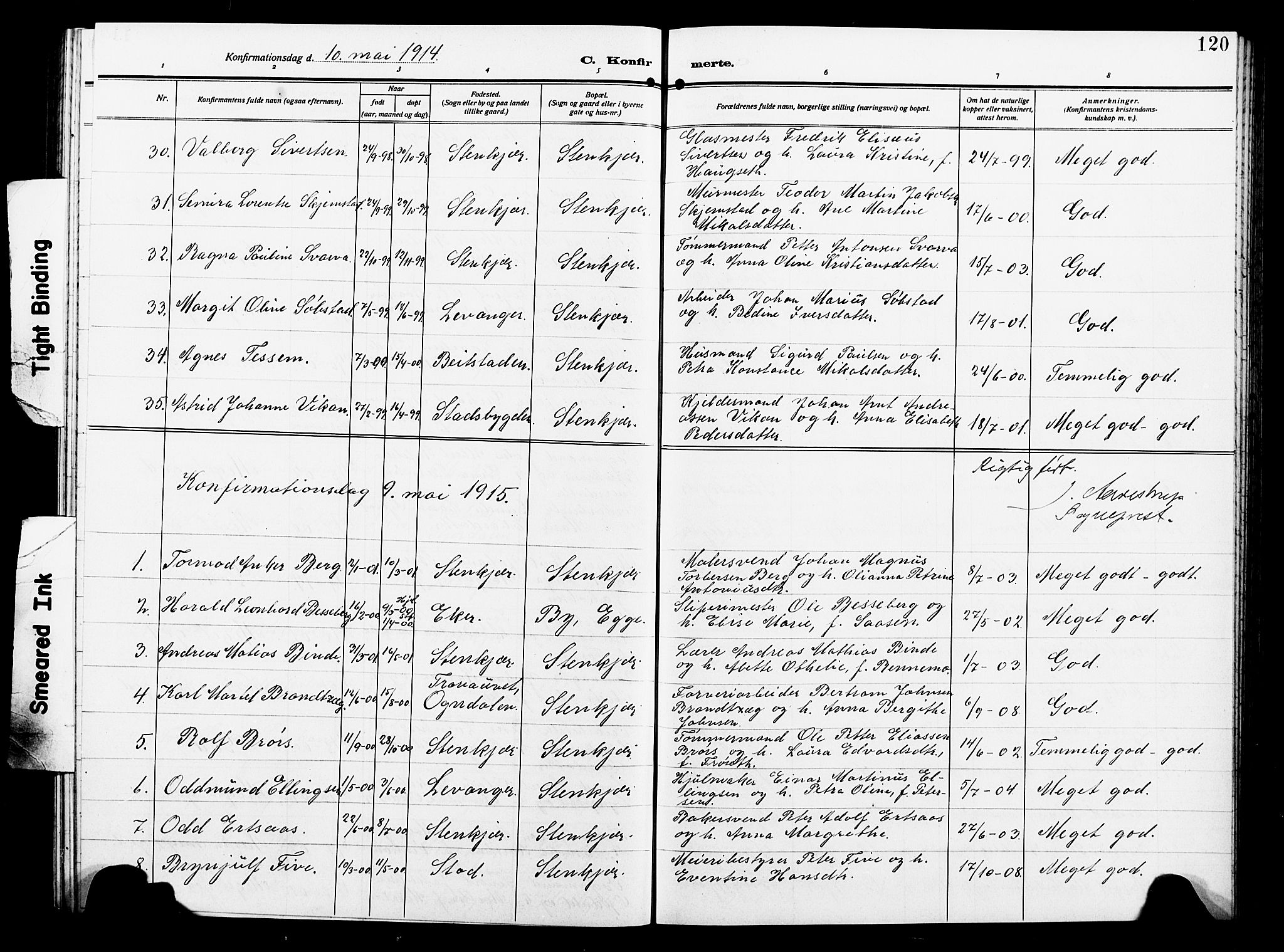 Ministerialprotokoller, klokkerbøker og fødselsregistre - Nord-Trøndelag, SAT/A-1458/739/L0376: Parish register (copy) no. 739C04, 1908-1917, p. 120