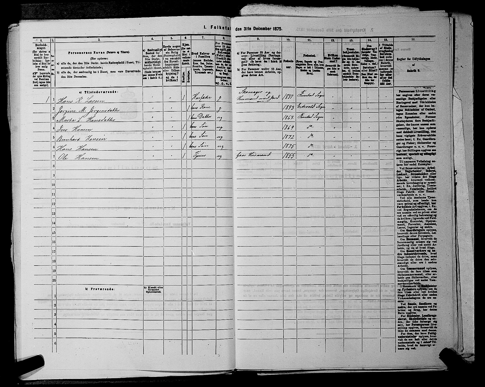 RA, 1875 census for 0236P Nes, 1875, p. 319