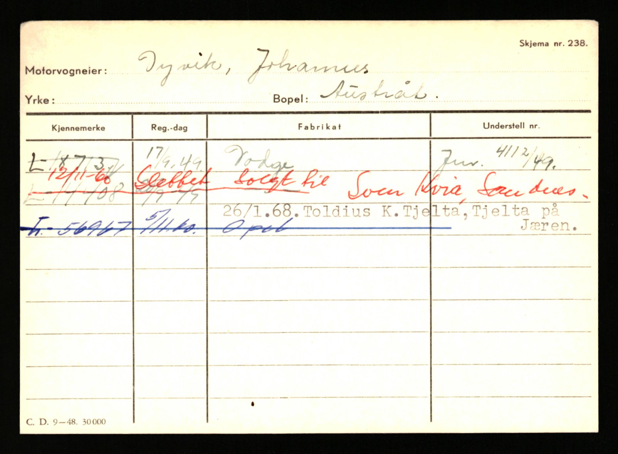 Stavanger trafikkstasjon, AV/SAST-A-101942/0/H/L0006: Dalva - Egersund, 1930-1971, p. 1313