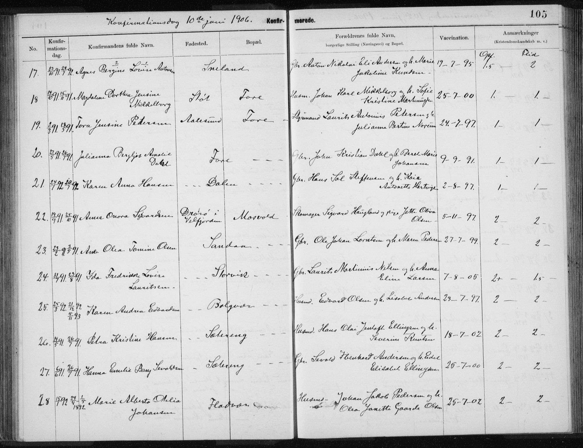 Ministerialprotokoller, klokkerbøker og fødselsregistre - Nordland, SAT/A-1459/843/L0637: Parish register (copy) no. 843C06, 1884-1908, p. 105